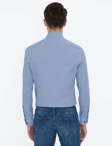 Lacivert Slim Fit Uzun Kollu Gömlek
