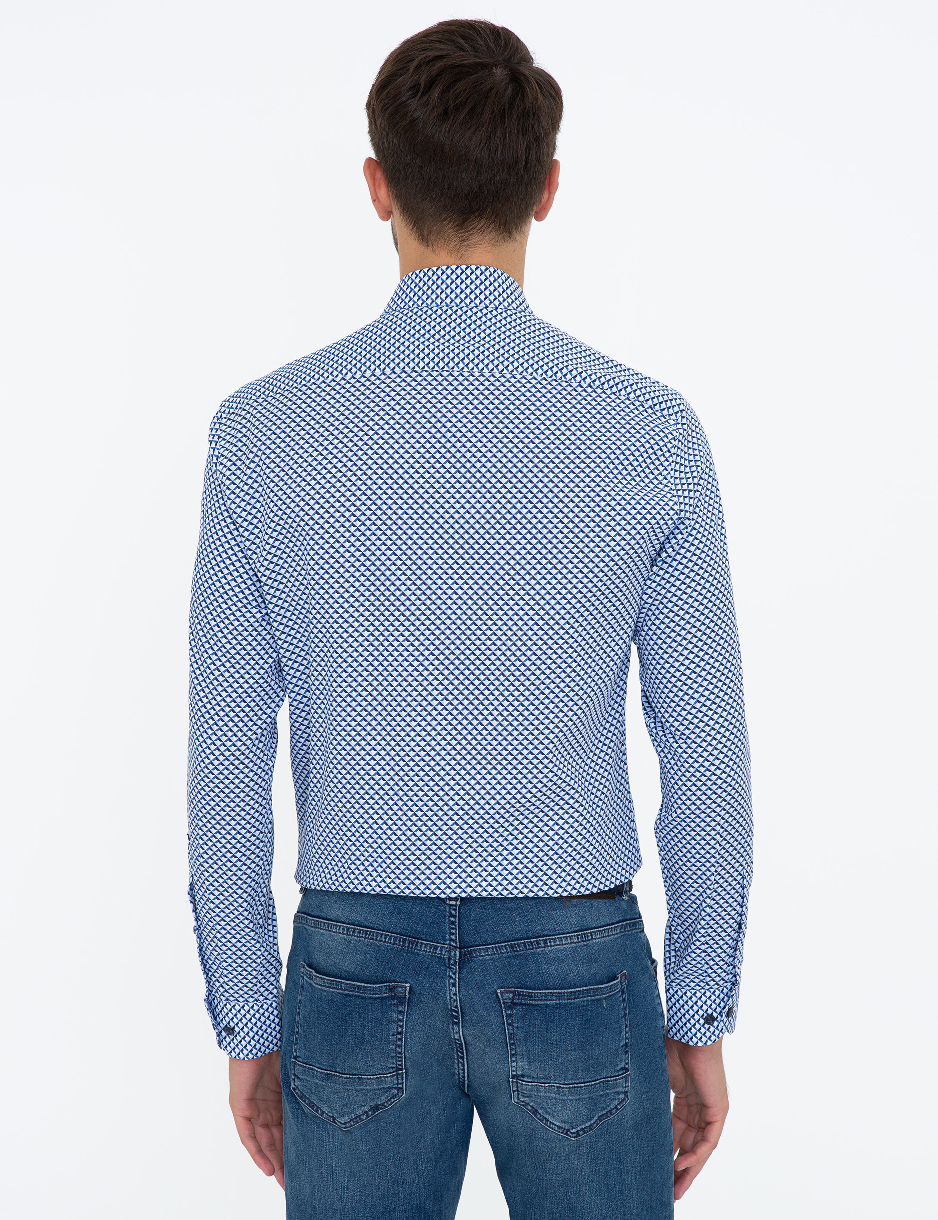 Lacivert Slim Fit Uzun Kollu Gömlek - Image 3
