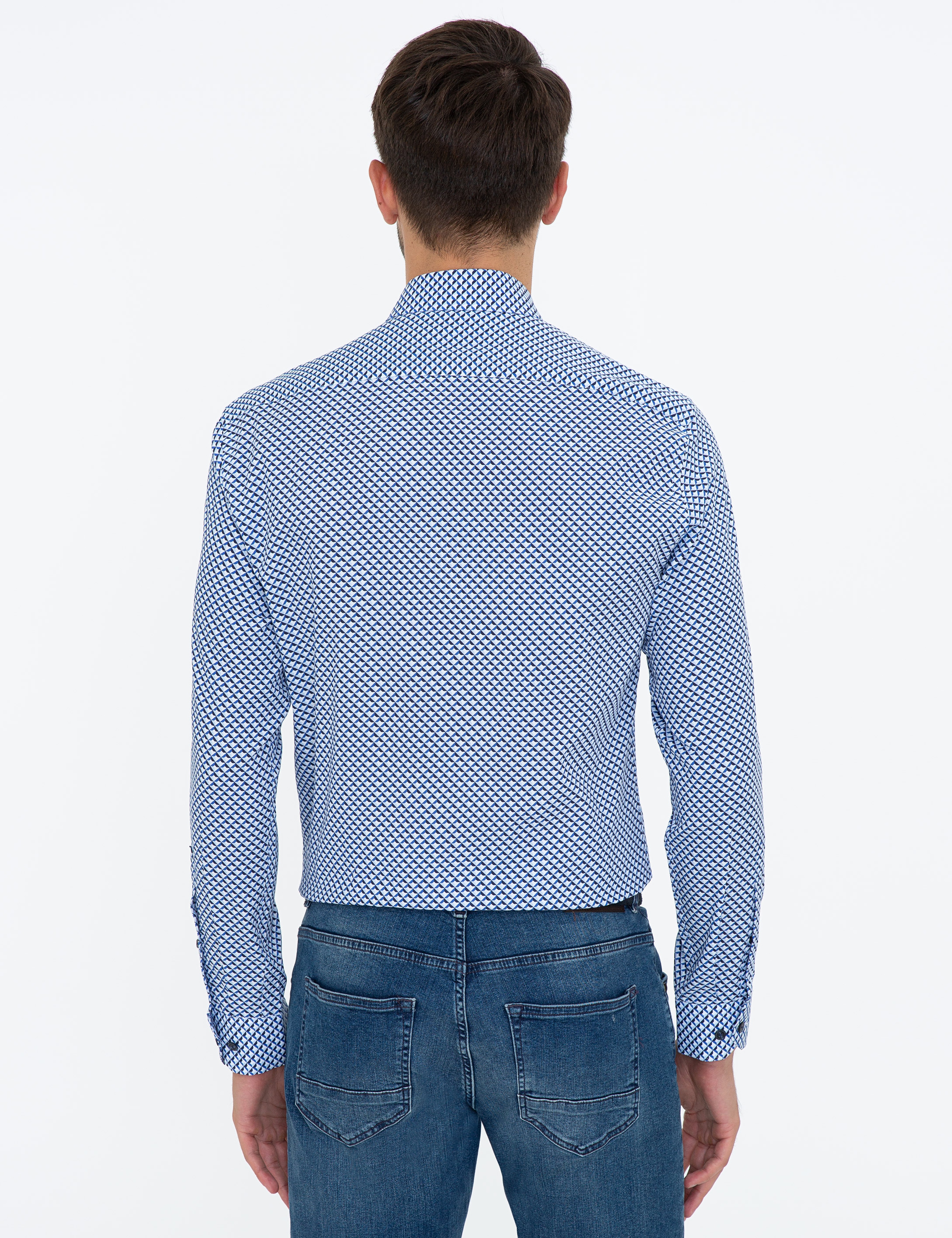 Lacivert Slim Fit Uzun Kollu Gömlek