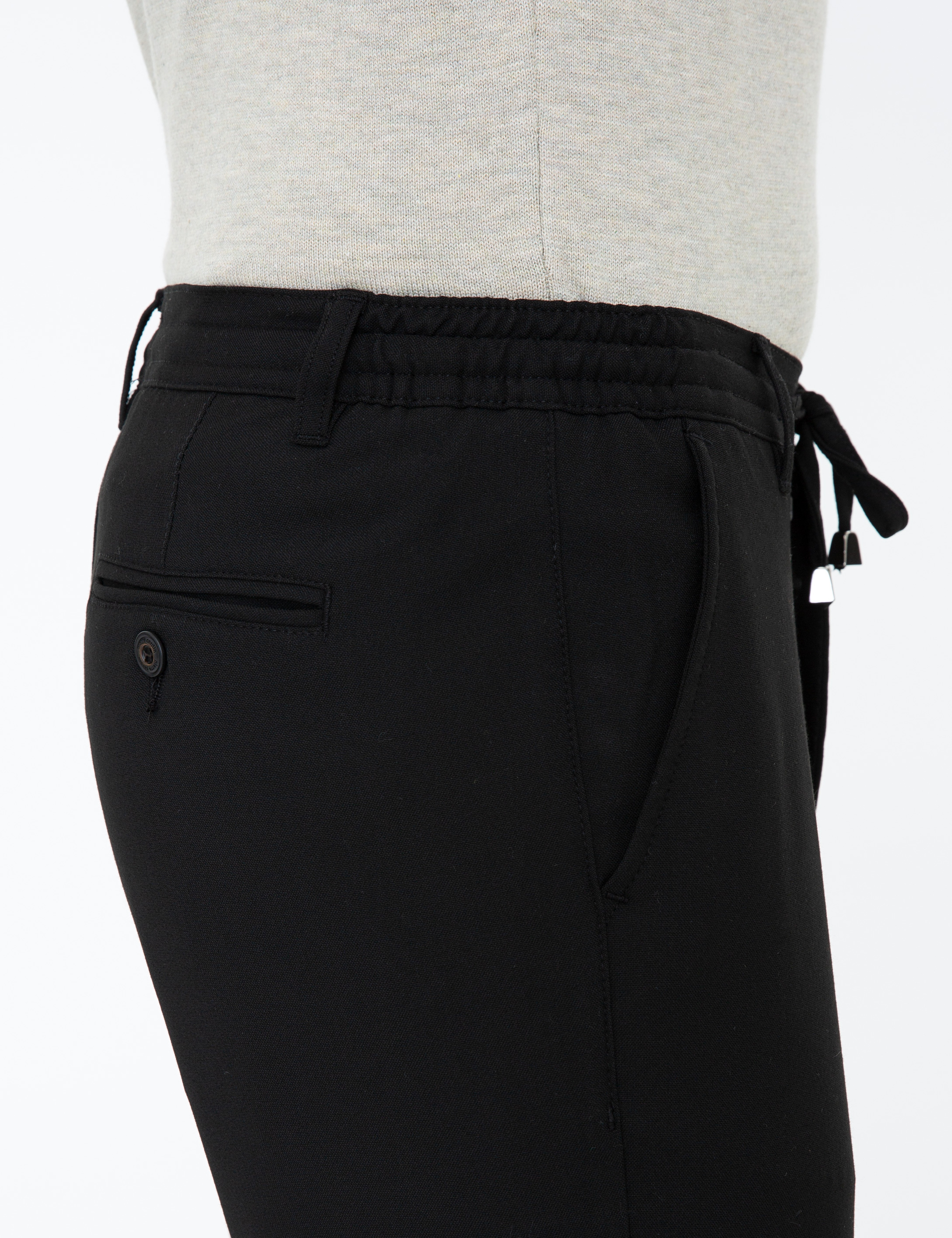 Siyah Jogger Fit Kanvas Pantolon - Image 6