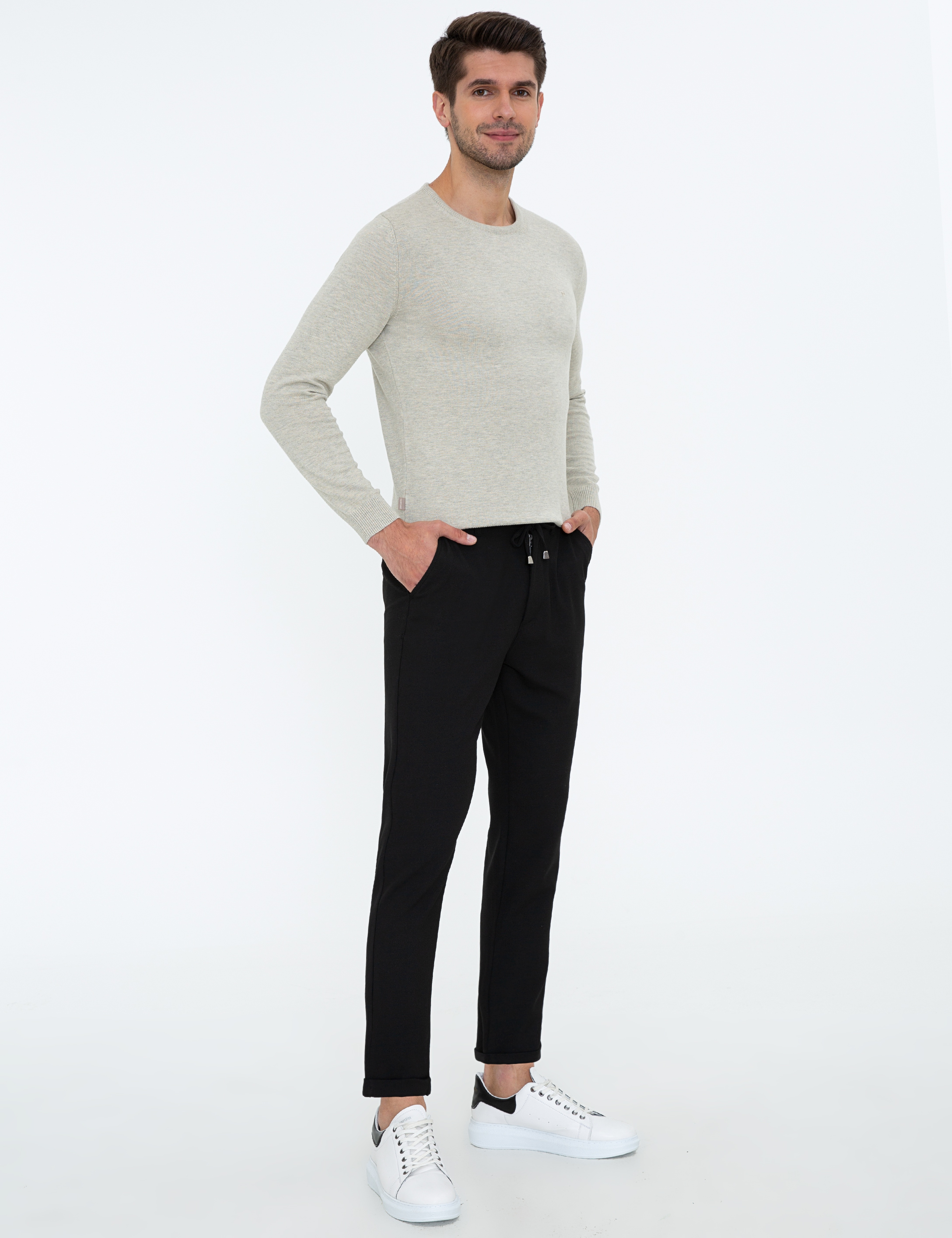 Siyah Jogger Fit Kanvas Pantolon