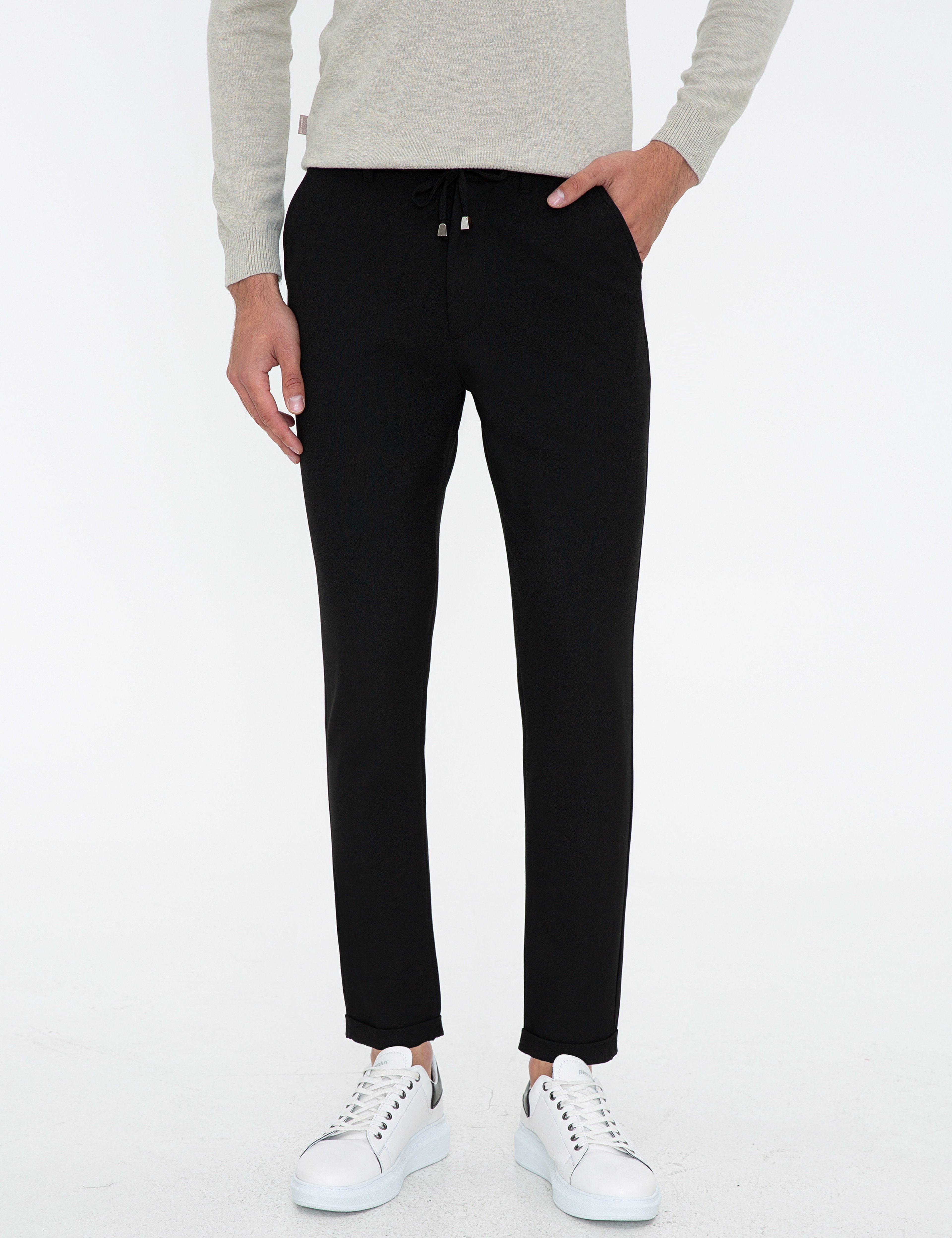 Siyah Jogger Fit Kanvas Pantolon - Image 2