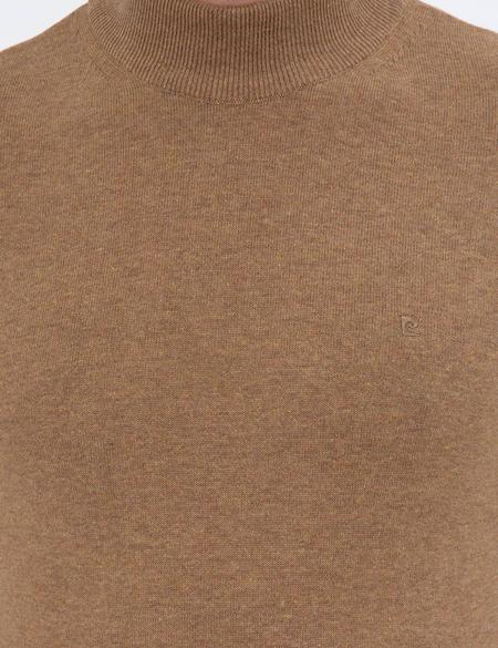 Camel Melanj Slim Fit Yarım Balıkçı Yaka Basic Triko Kazak - 50237780054