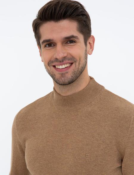 Camel Melanj Slim Fit Yarım Balıkçı Yaka Basic Triko Kazak - 50237780054