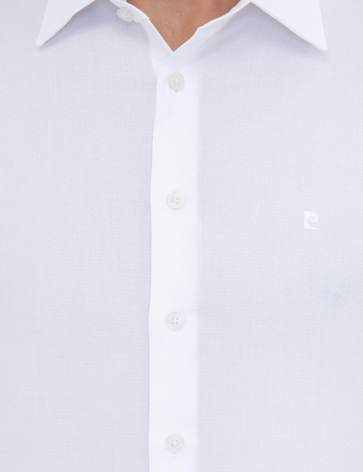 Beyaz Slim Fit Armürlü Gömlek - 50241517007