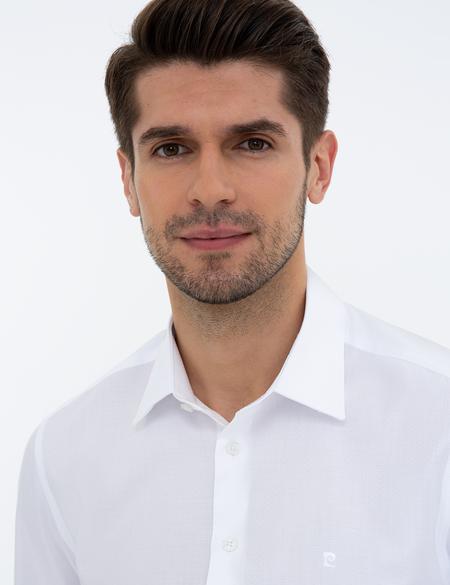 Beyaz Slim Fit Armürlü Gömlek - 50241517007