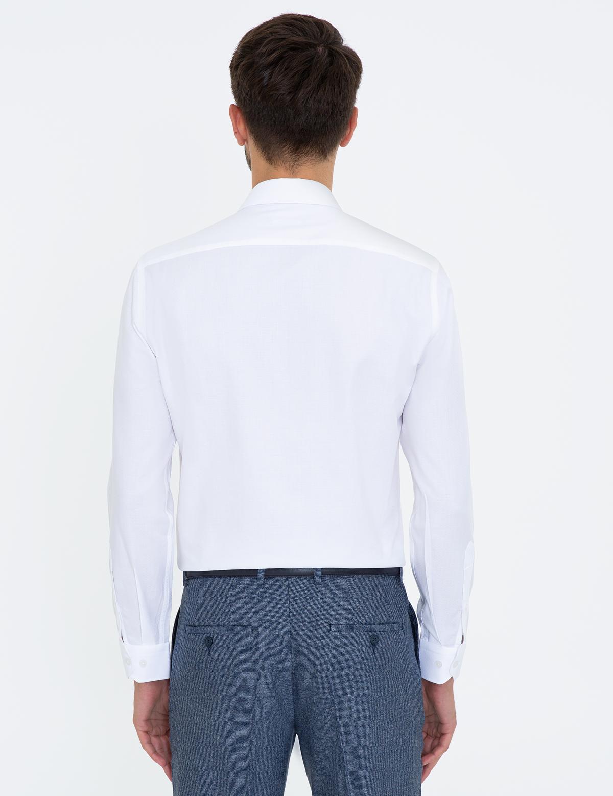 Beyaz Slim Fit Armürlü Gömlek - 50241517007