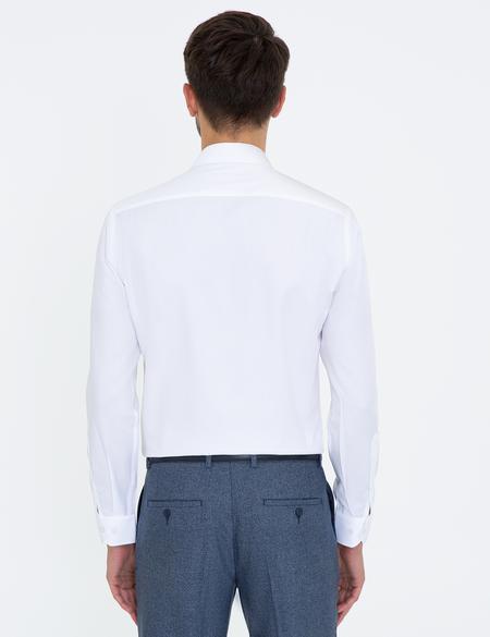Beyaz Slim Fit Armürlü Gömlek - 50241517007