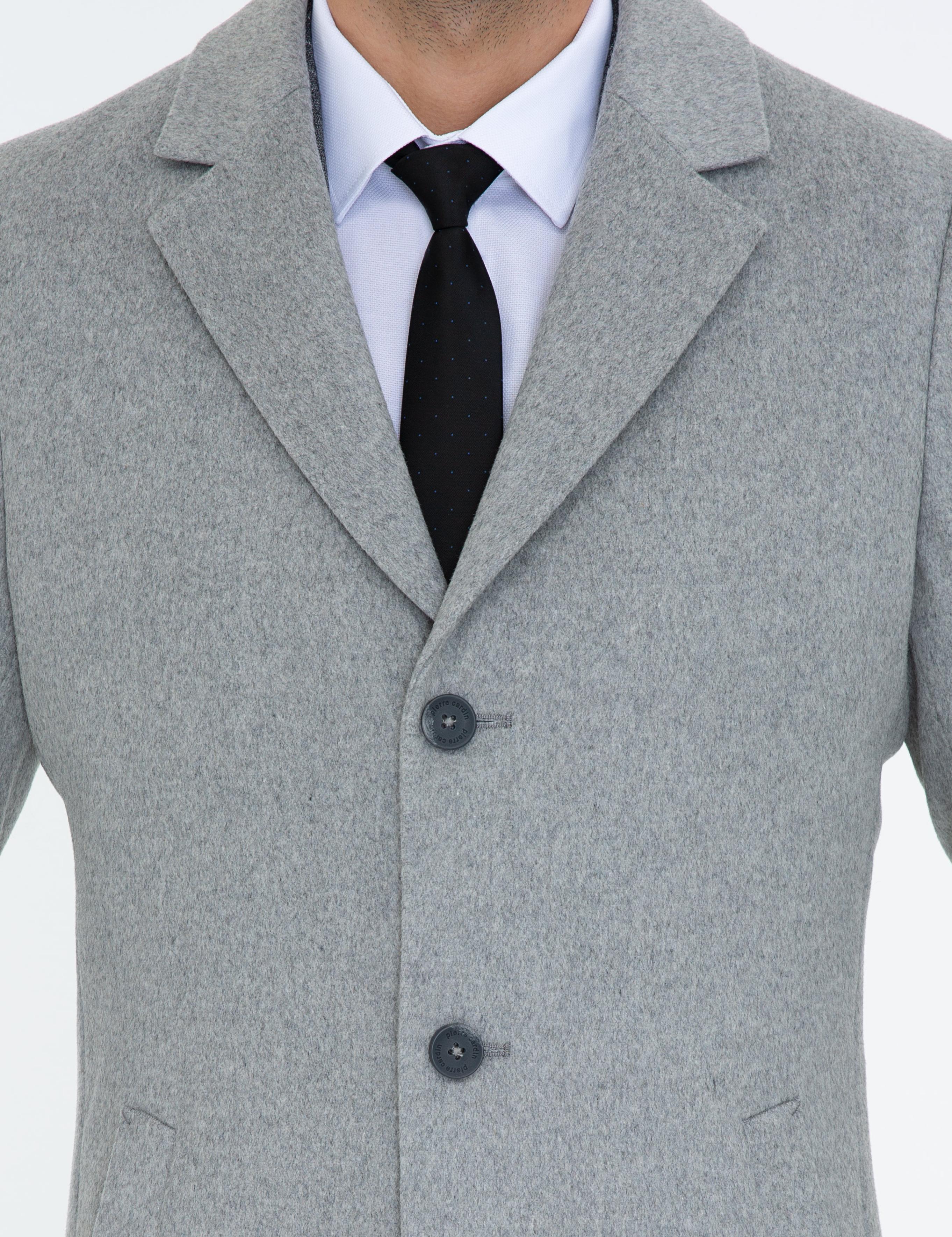 Açık Gri Ex. Slim Fit Kaşe Kaban