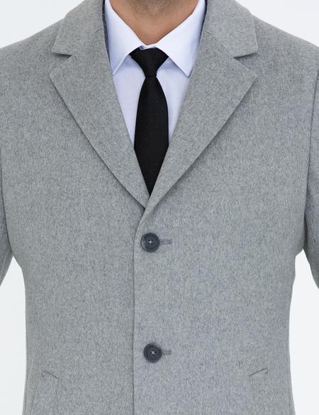 Açık Gri Ex. Slim Fit Kaşe Kaban - 50238895039