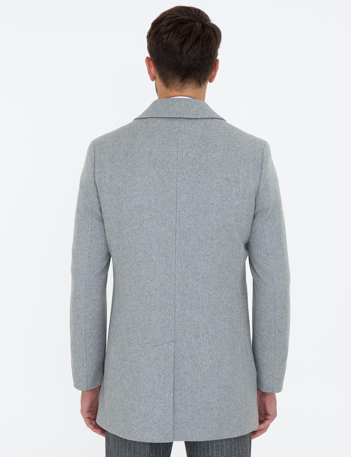 Açık Gri Ex. Slim Fit Kaşe Kaban - 50238895039