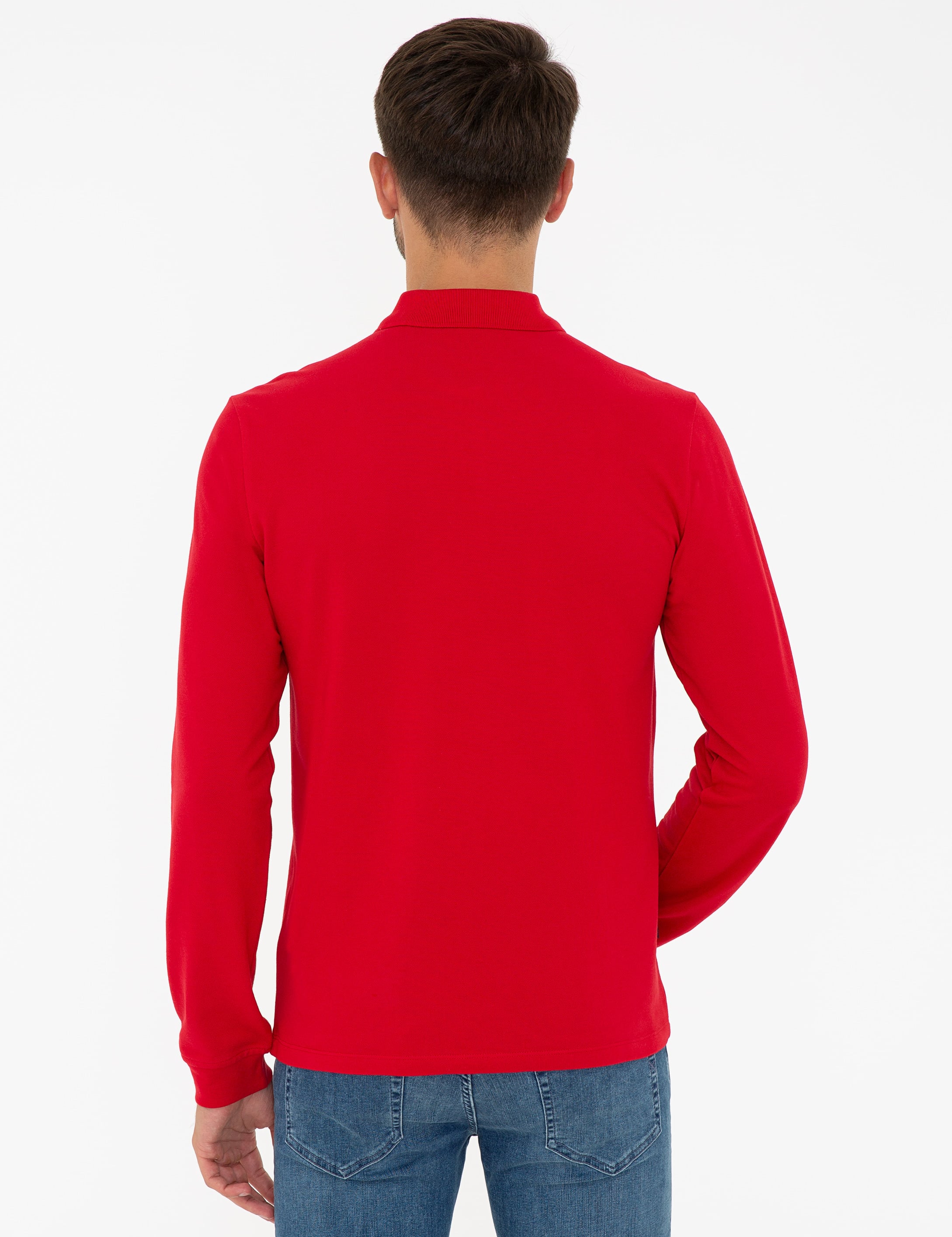 Kırmızı Slim Fit Basic Sweatshirt - Image 3