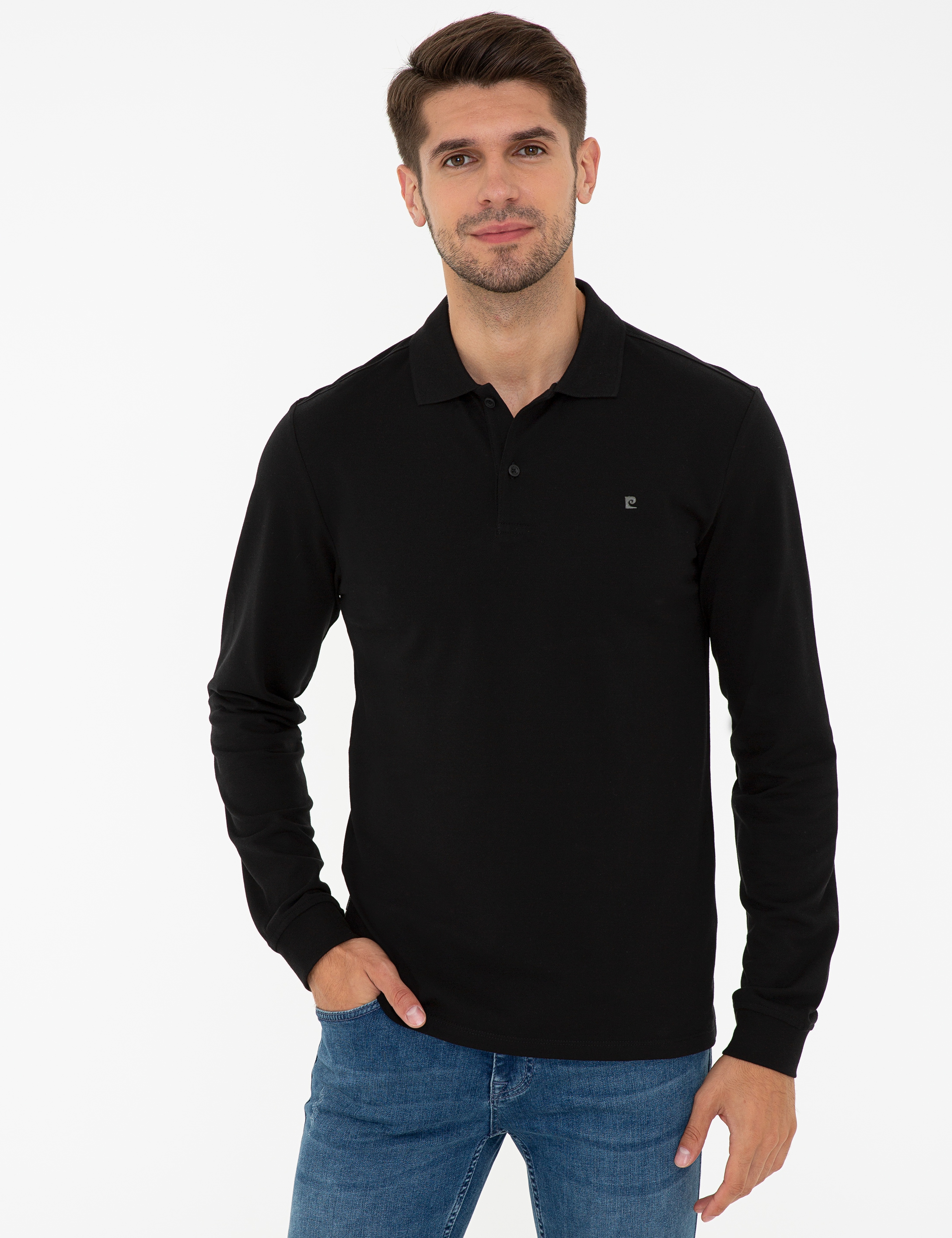 Siyah Slim Fit Basic Sweatshirt - Image 1