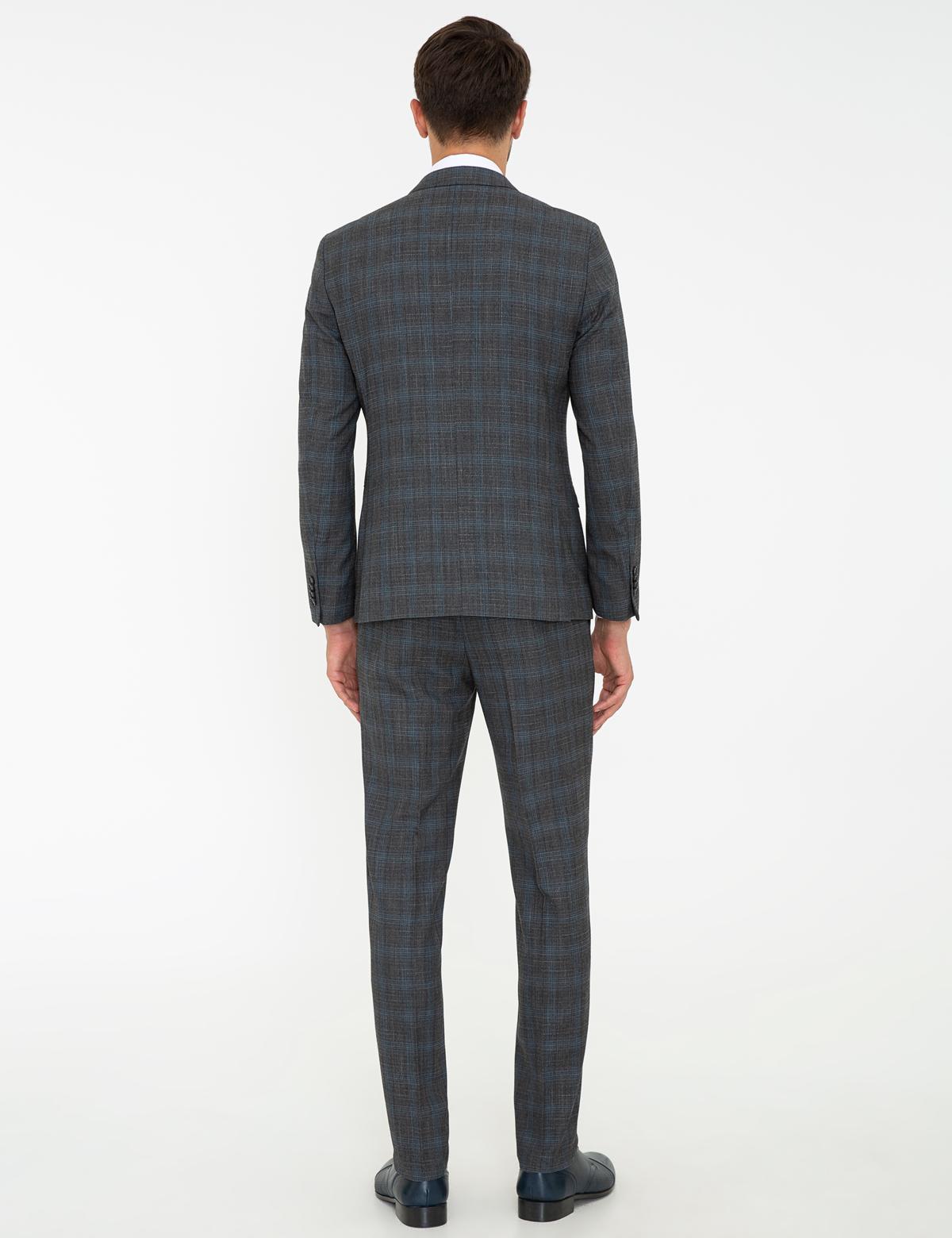 Ekose Füme Ekstra Slim Fit Takım Elbise - 50218414017