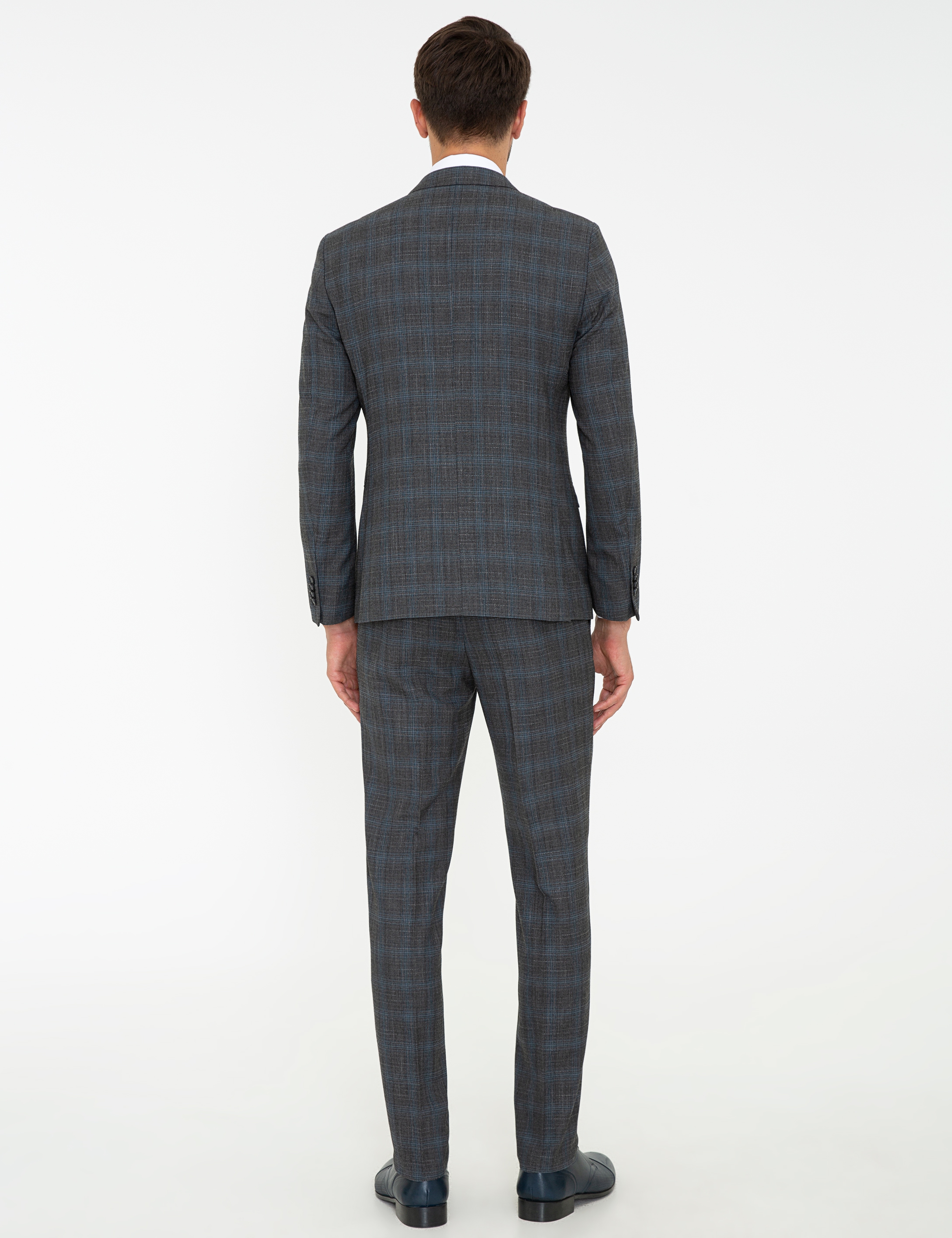 Ekose Füme Ekstra Slim Fit Takım Elbise