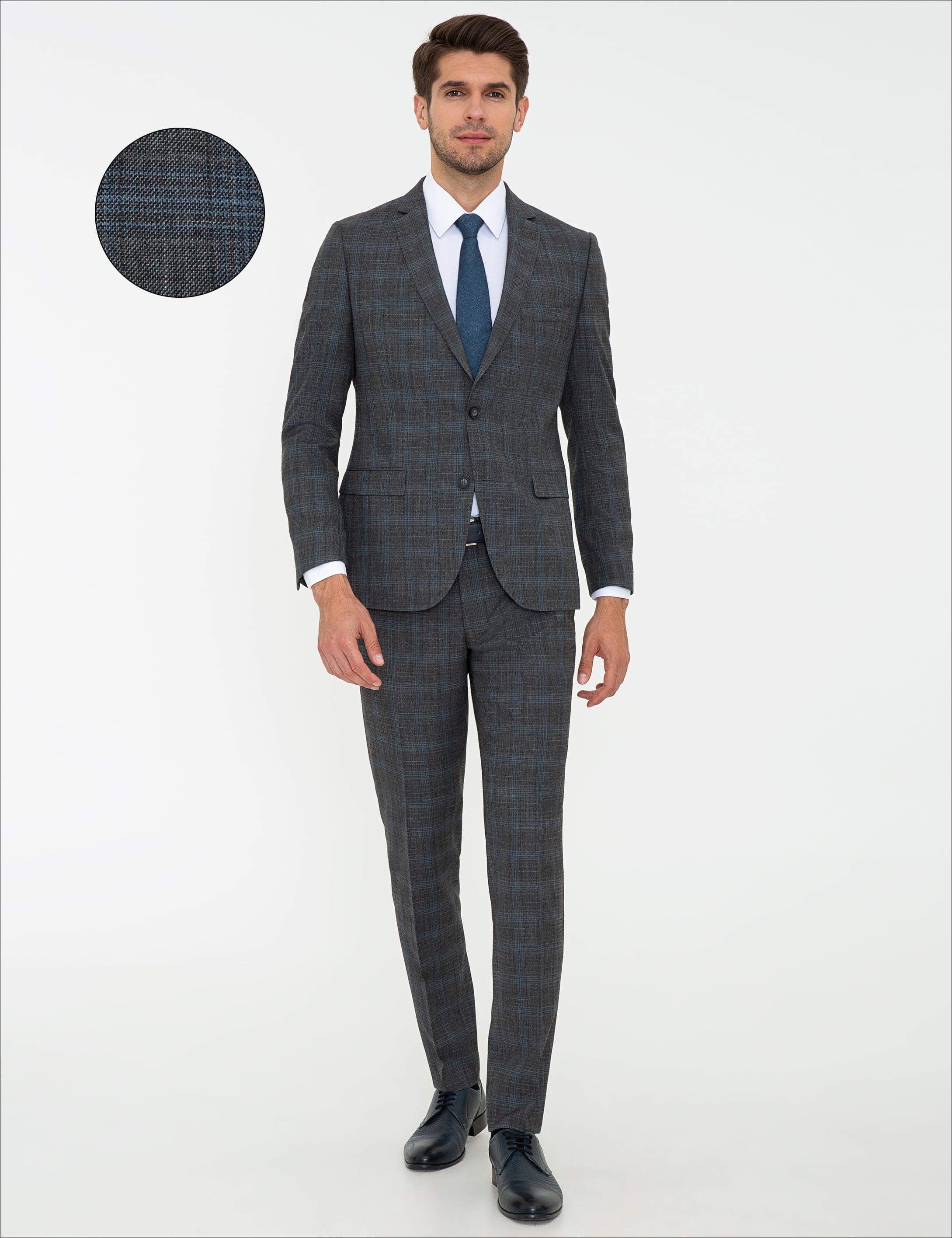 Ekose Füme Ekstra Slim Fit Takım Elbise