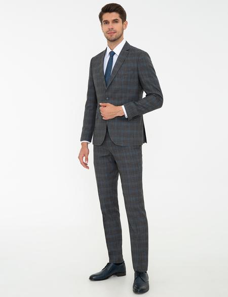 Ekose Füme Ekstra Slim Fit Takım Elbise - 50218414017