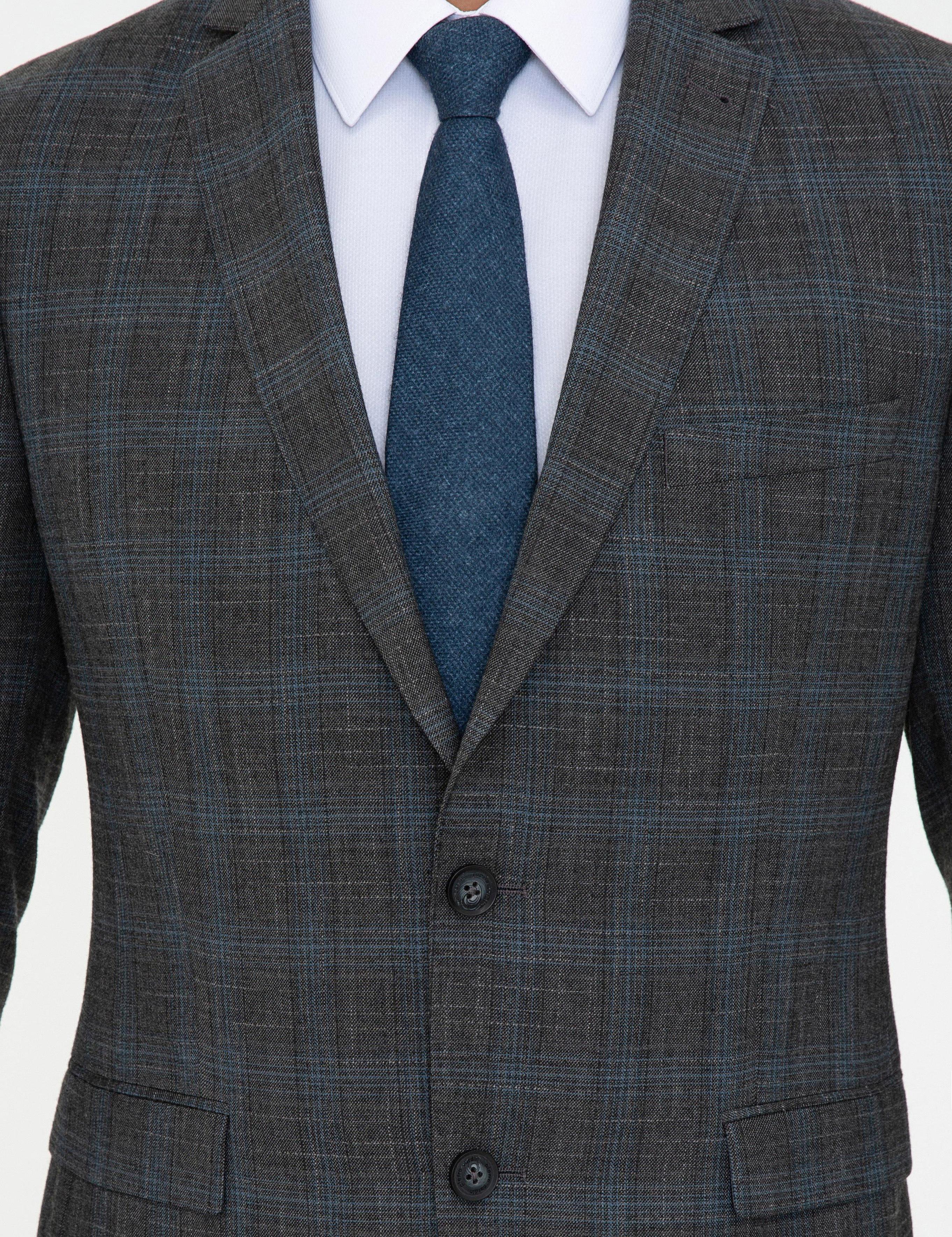 Ekose Füme Ekstra Slim Fit Takım Elbise