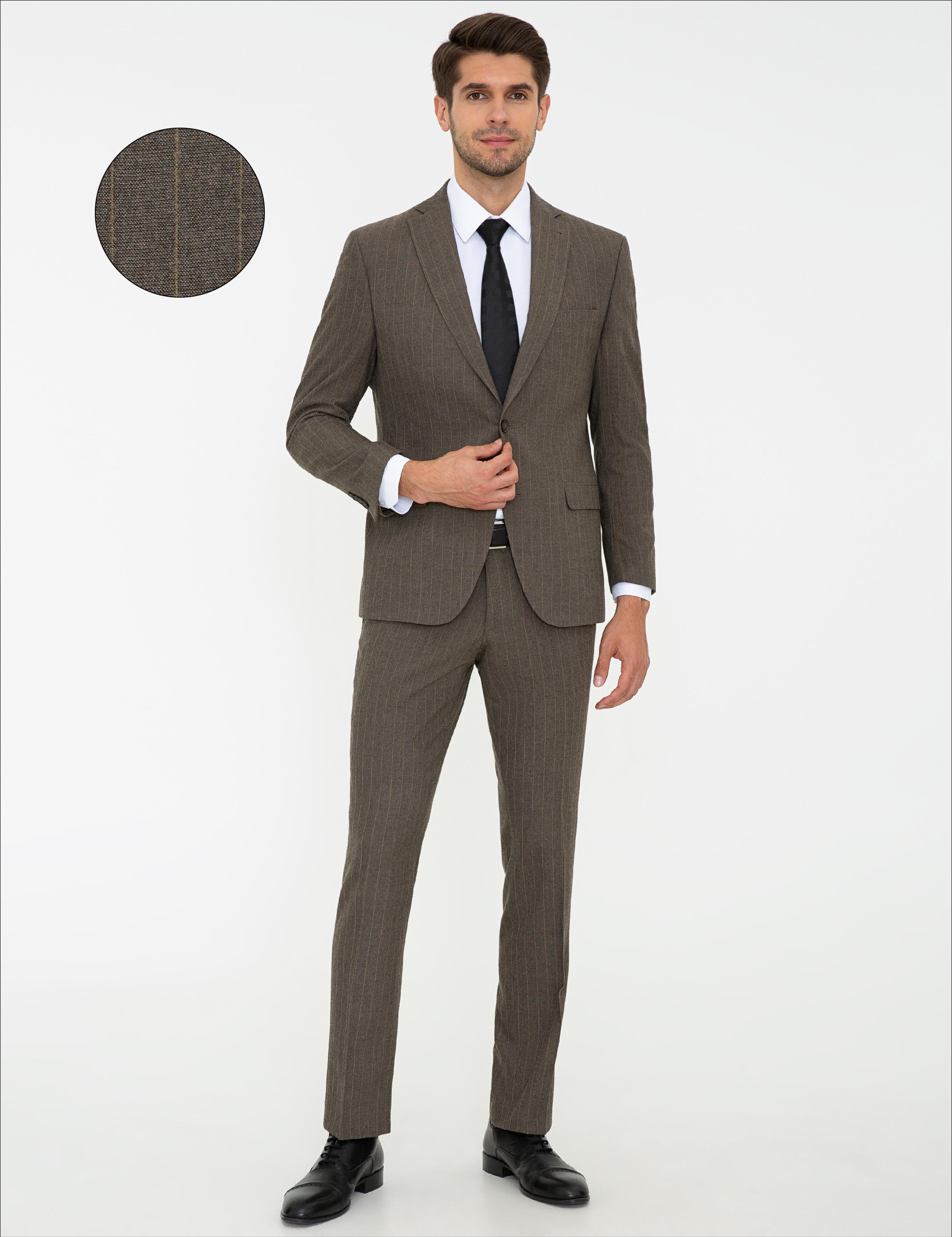 Açık Kahverengi Slim Fit Takım Elbise