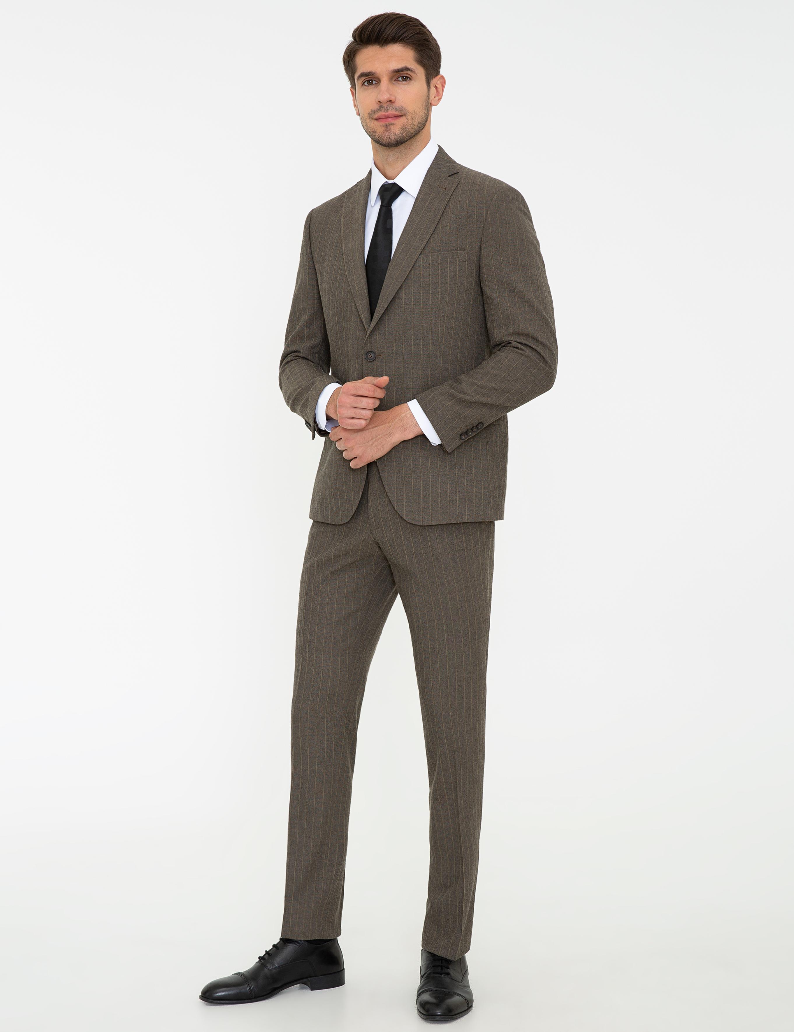 Açık Kahverengi Slim Fit Takım Elbise