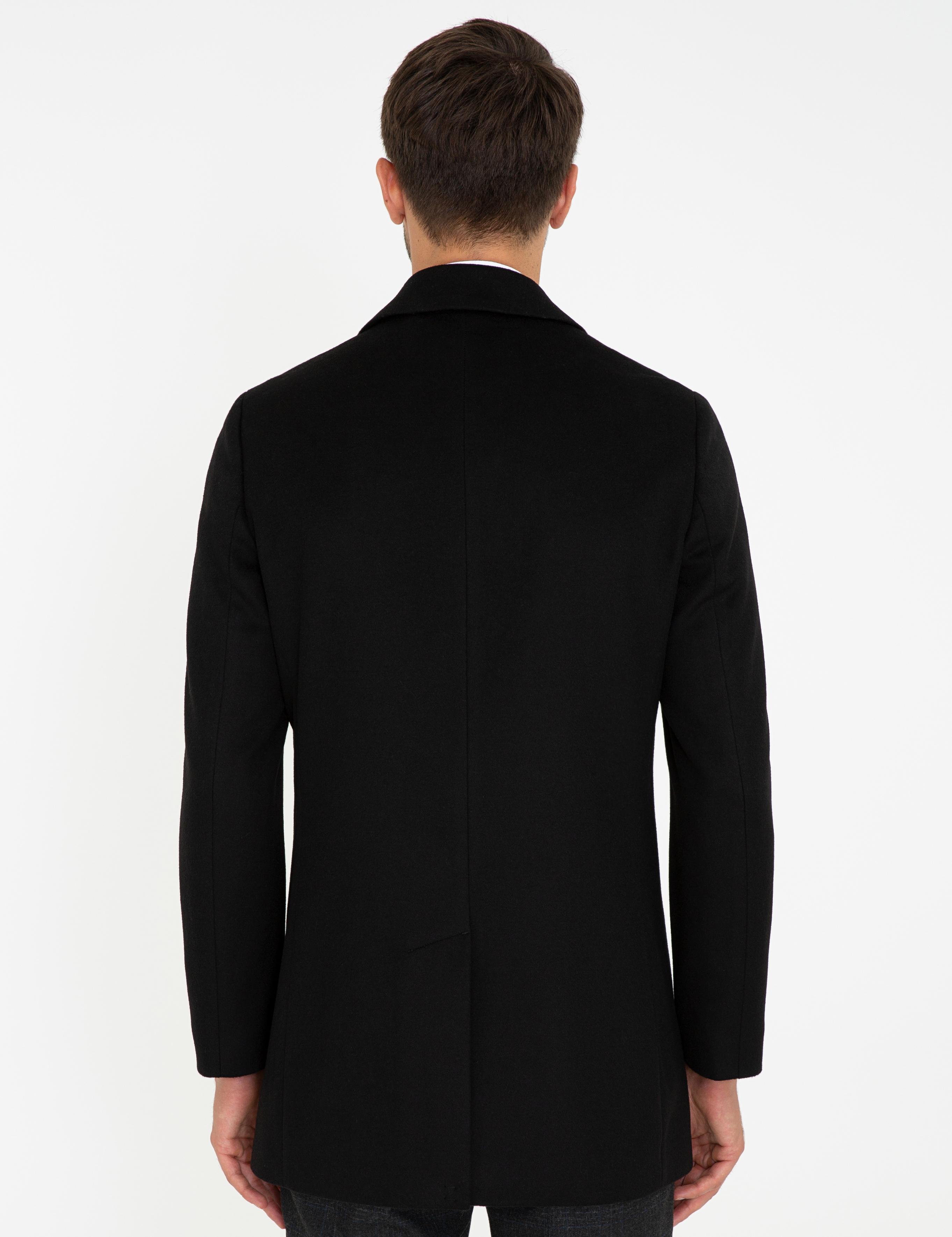 Siyah Ex. Slim Fit Kaban Kaşe