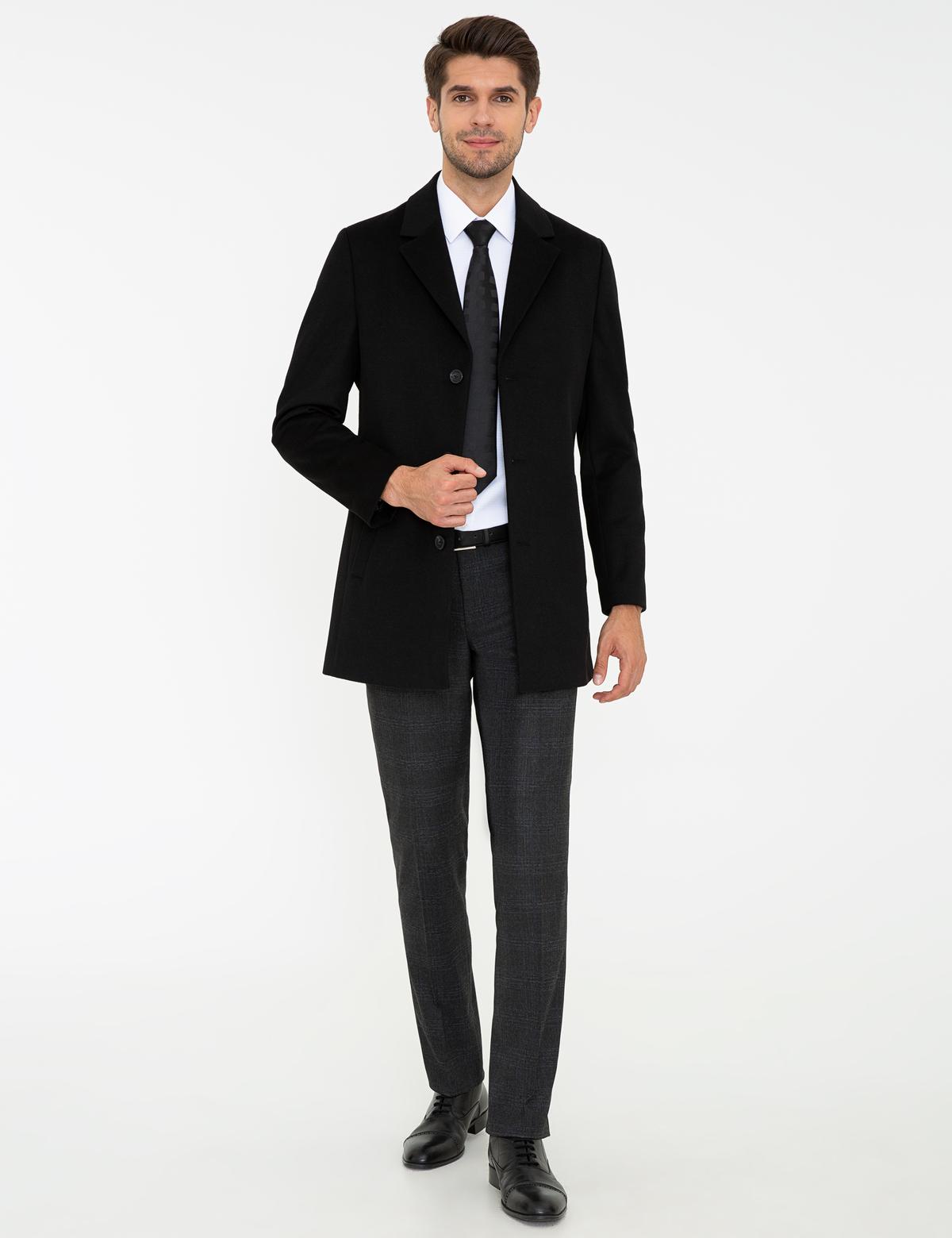 Siyah Ex. Slim Fit Kaban Kaşe - 50238895021