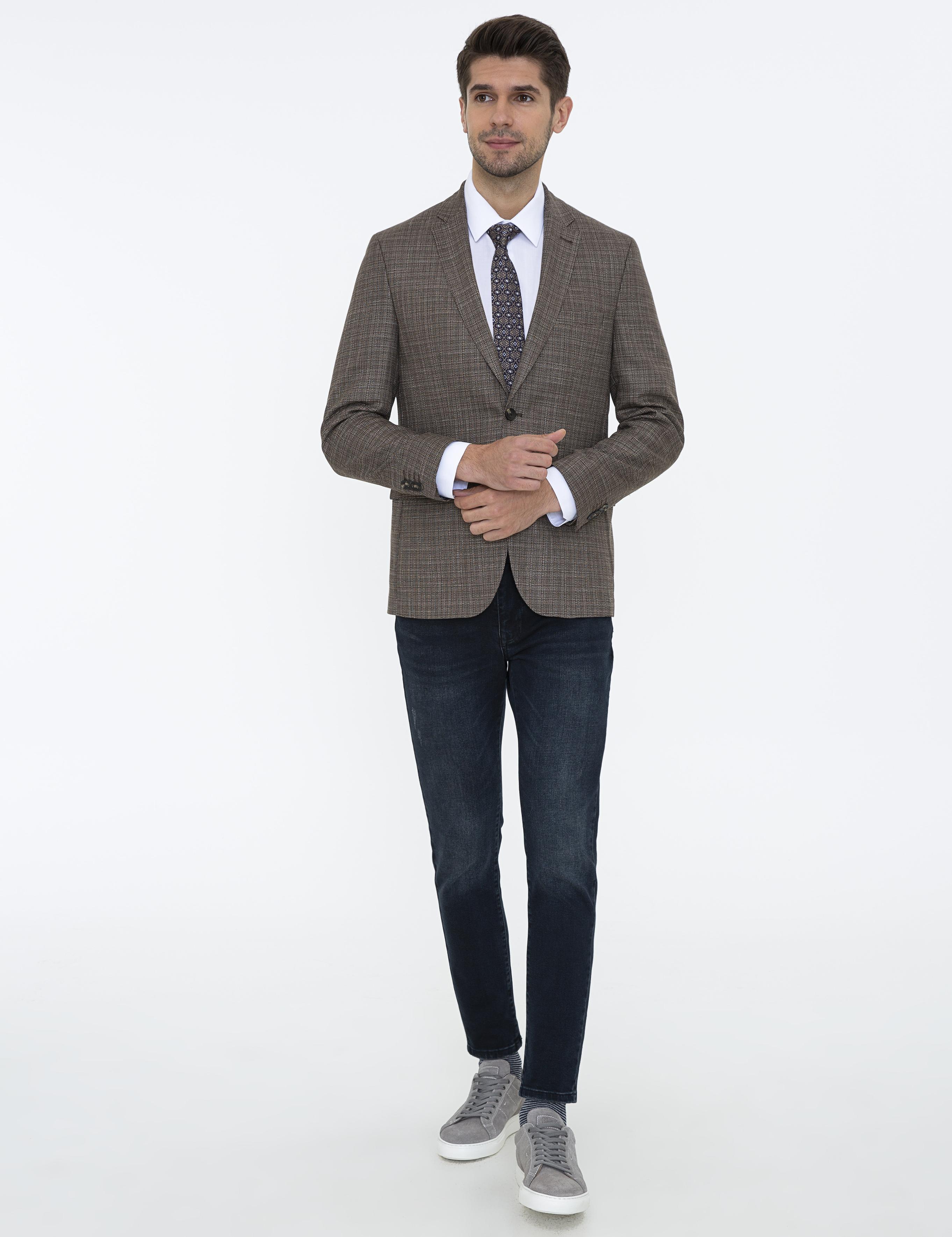 Açık Kahverengi Slim Fit Ceket
