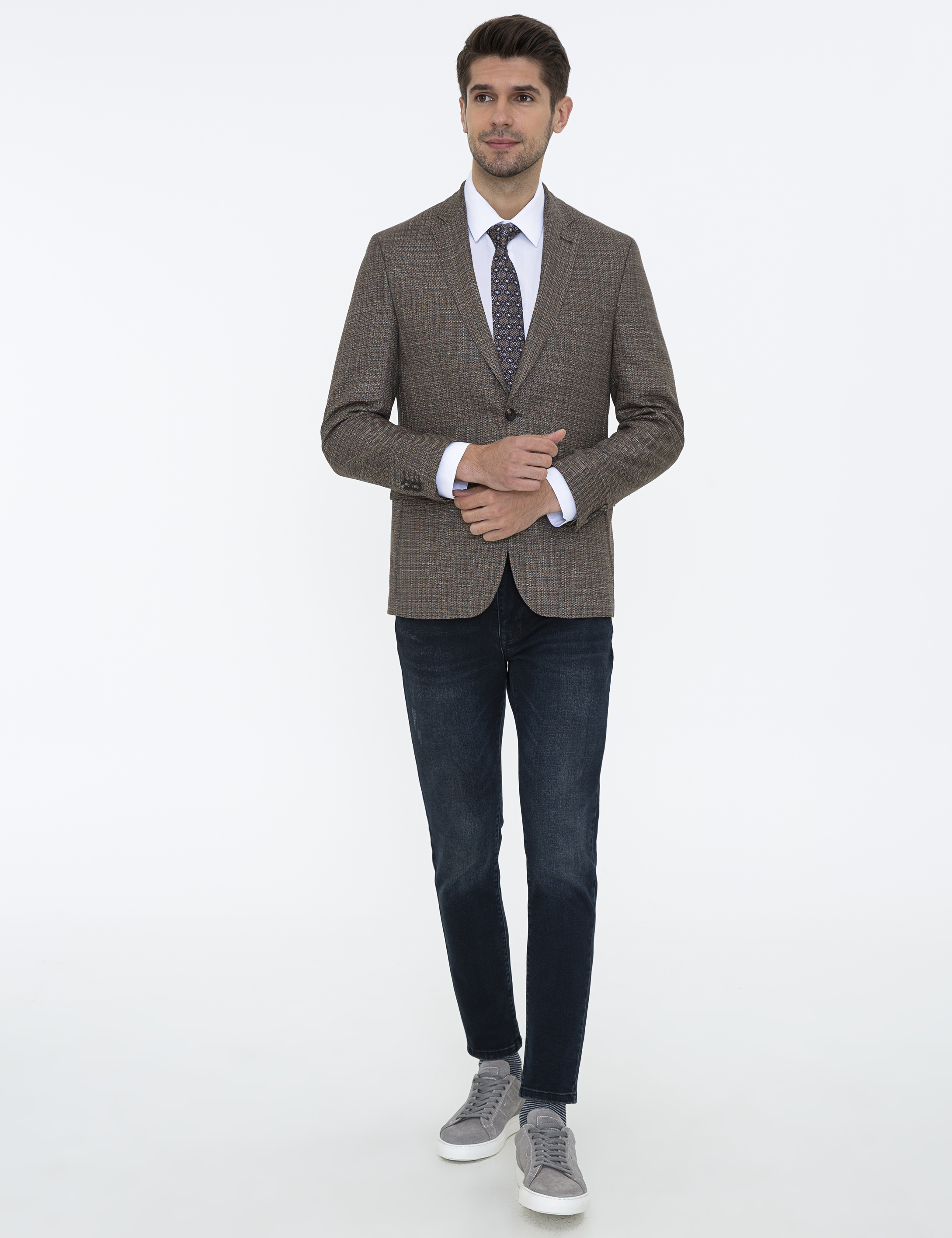 Açık Kahverengi Slim Fit Ceket - Image 5