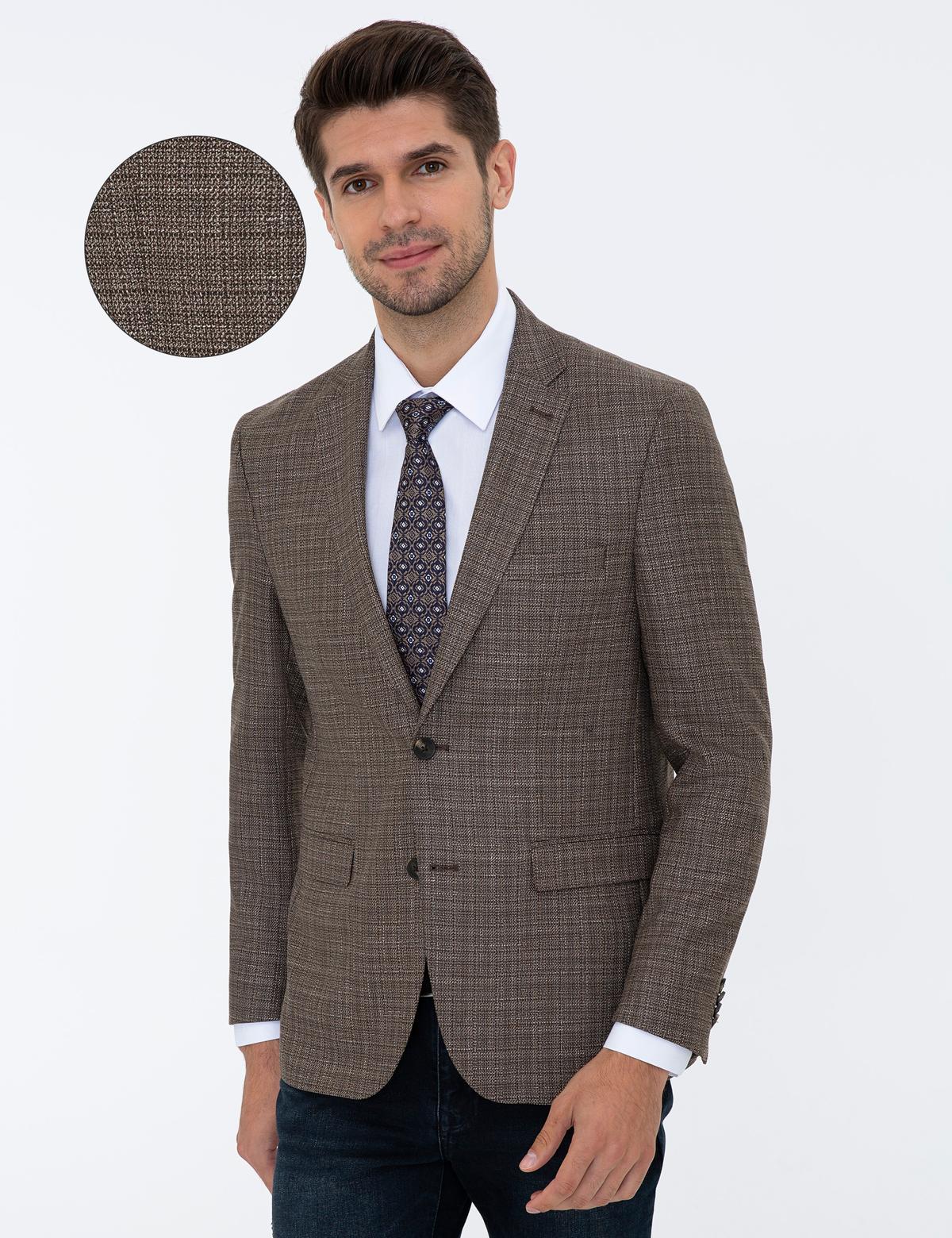 Açık Kahverengi Slim Fit Ceket