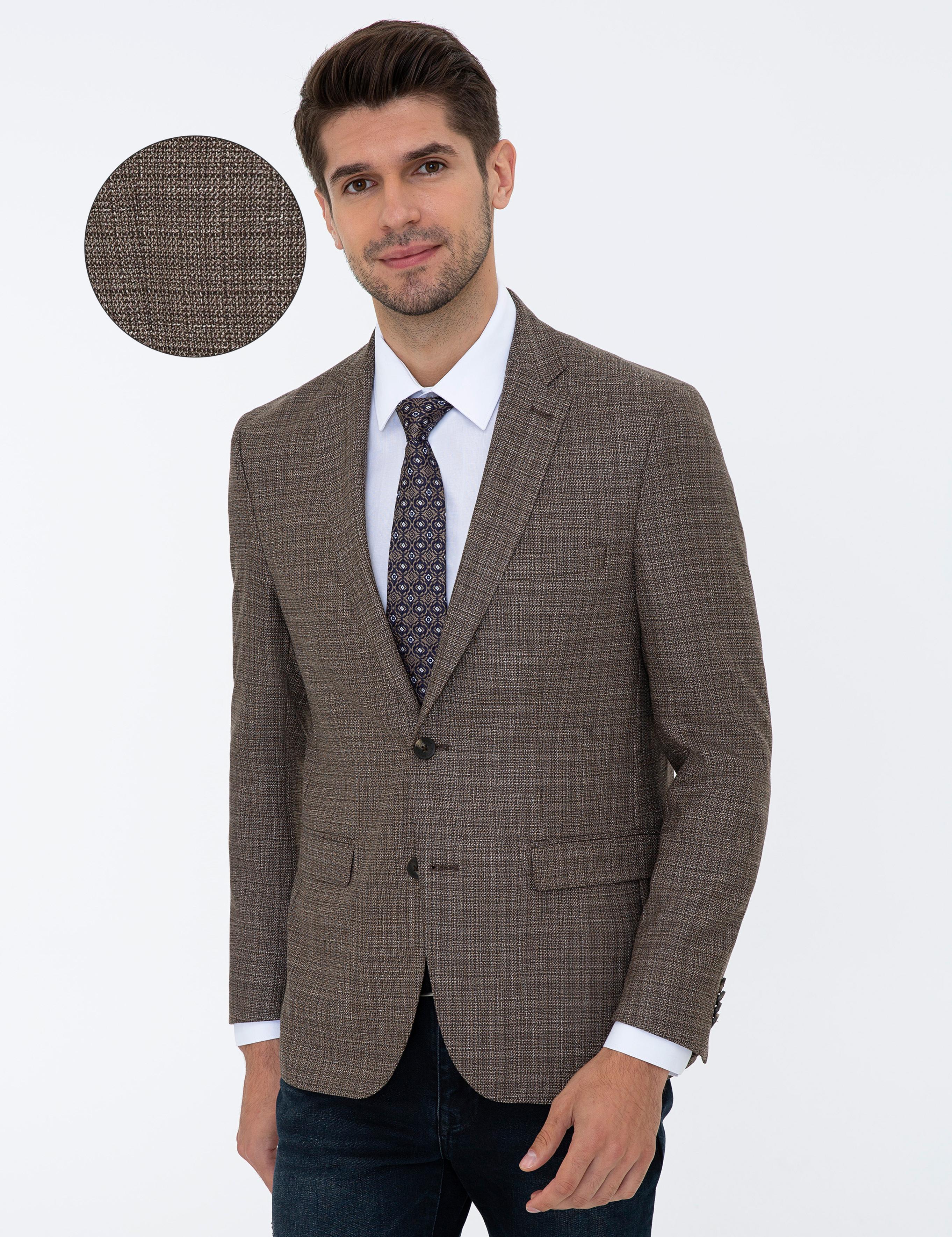 Açık Kahverengi Slim Fit Ceket