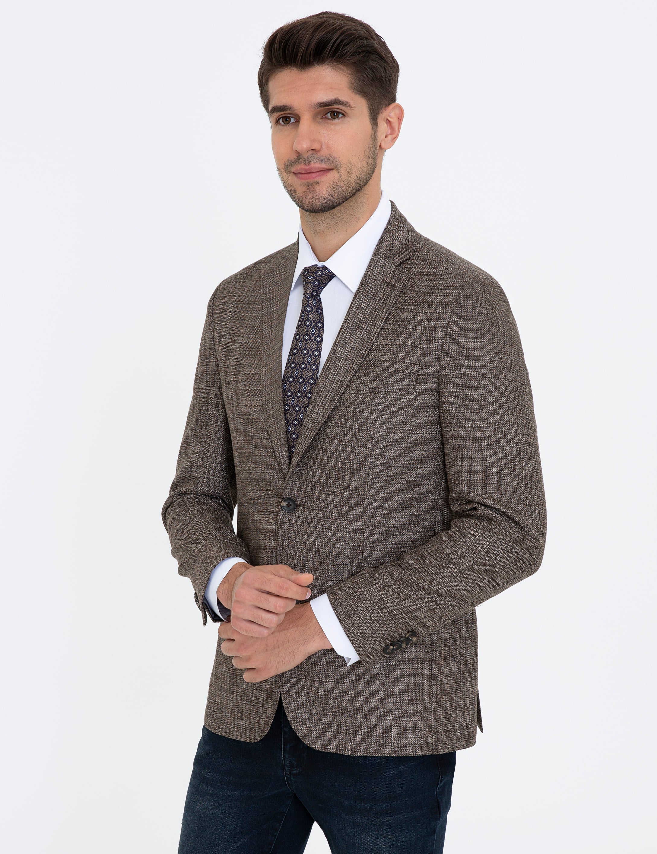 Açık Kahverengi Slim Fit Ceket