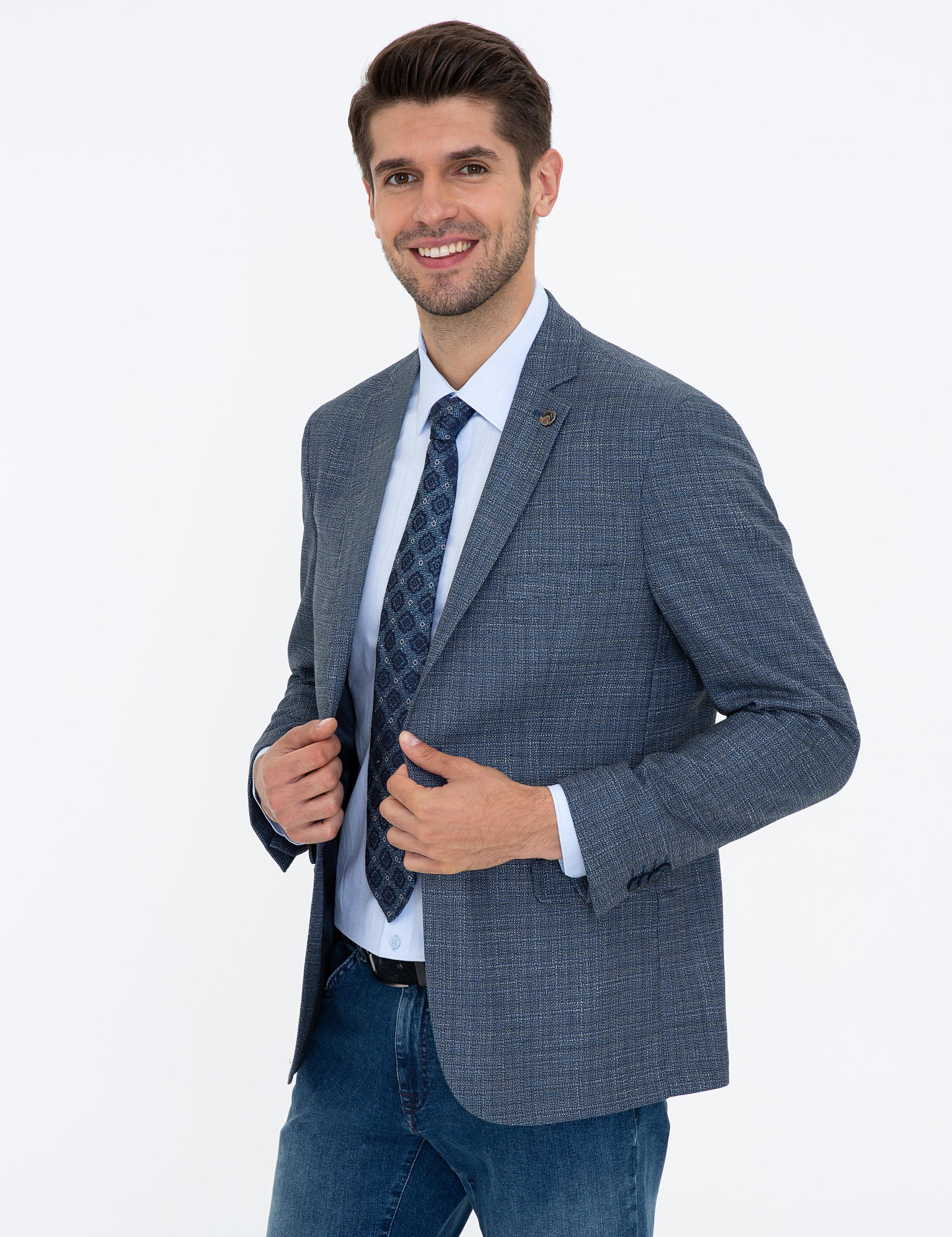 Koyu Mavi Slim Fit Ceket