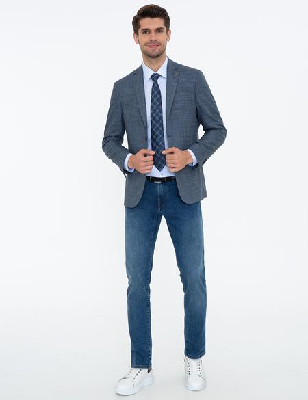 Koyu Mavi Slim Fit Ceket - 50228623146