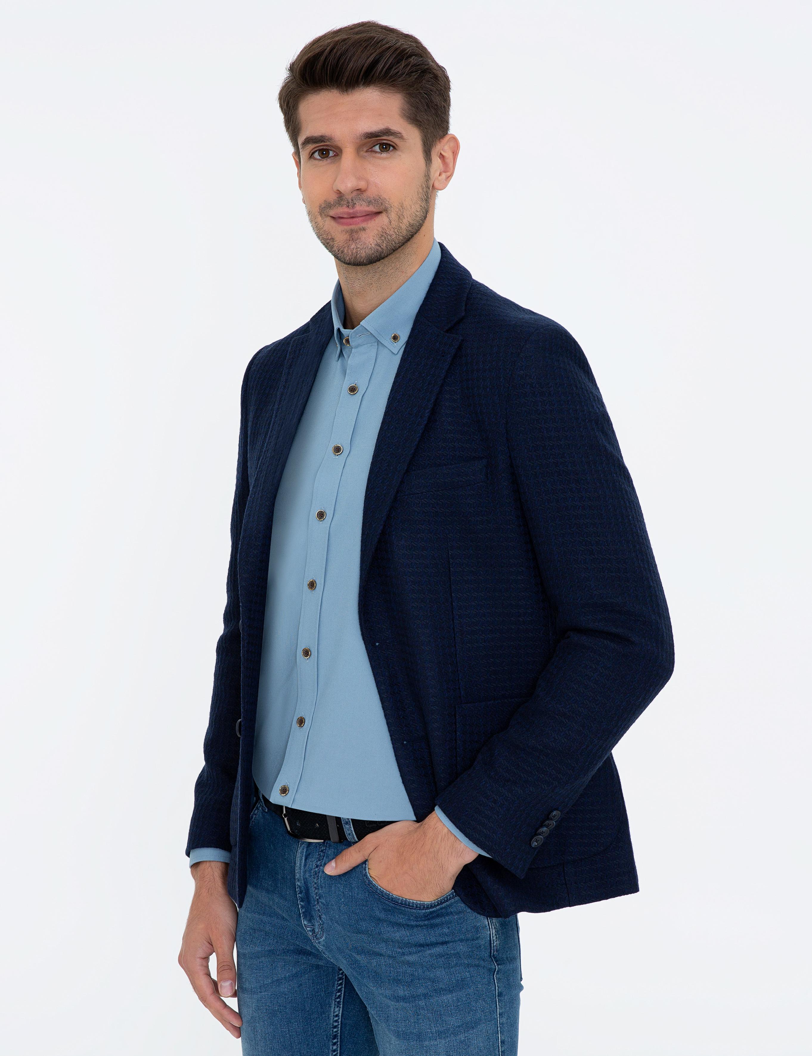 Lacivert Slim Fit Ceket