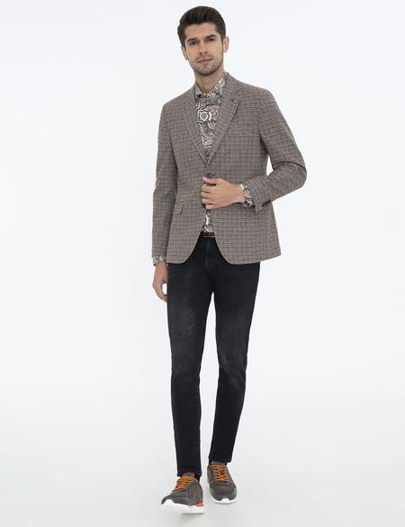 Kahverengi Slim Fit Ceket - 50238656071