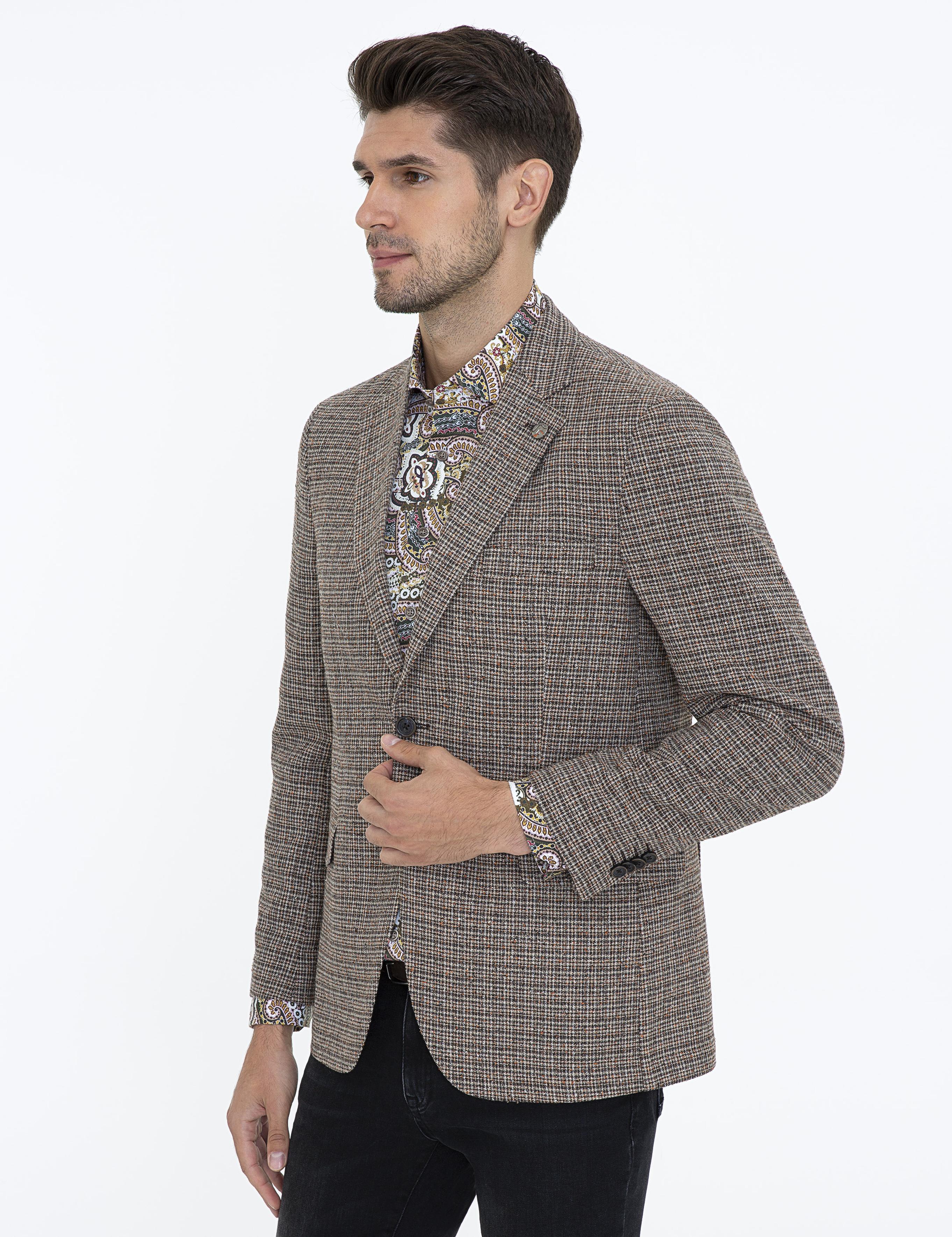 Kahverengi Slim Fit Ceket