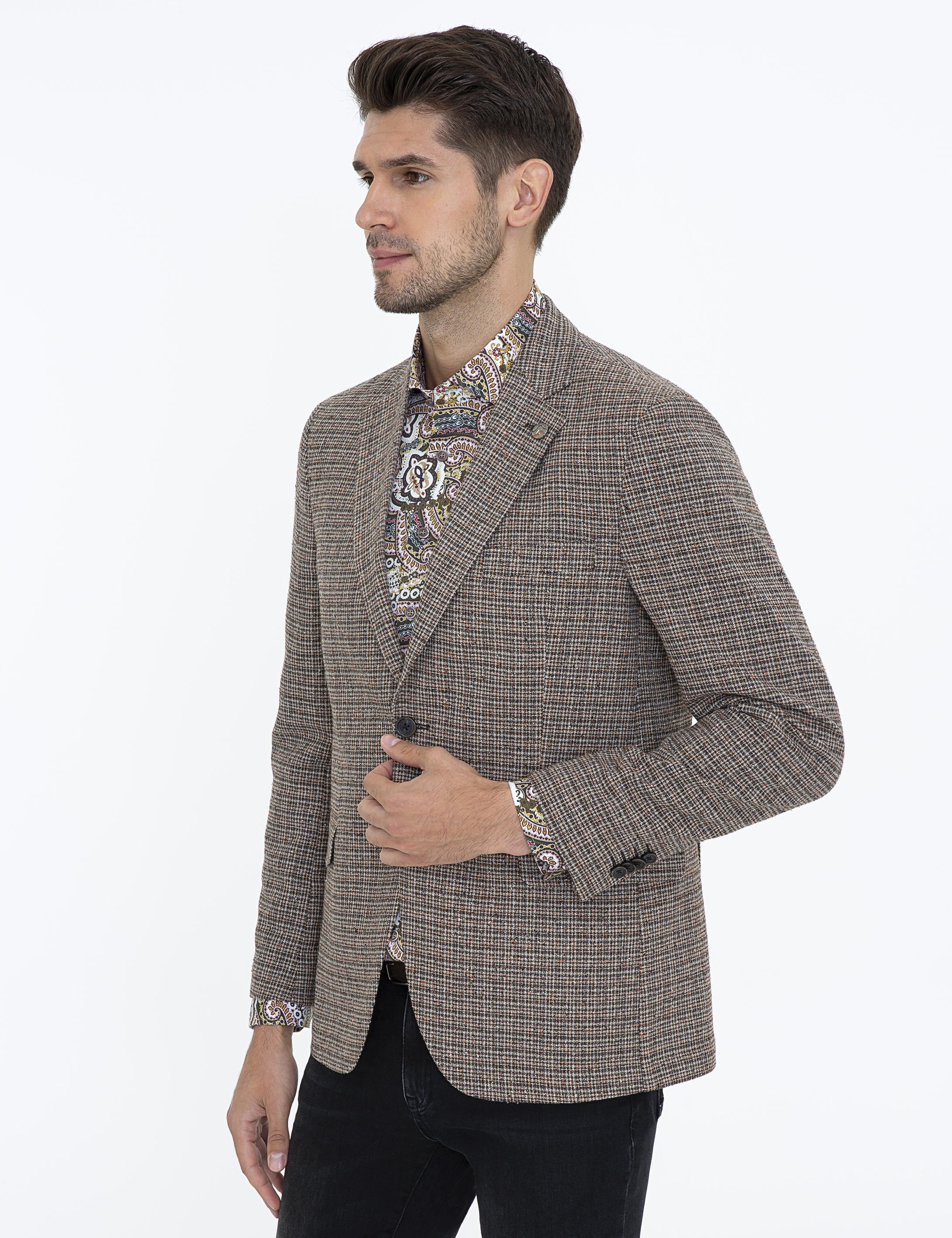 Kahverengi Slim Fit Ceket - Image 3