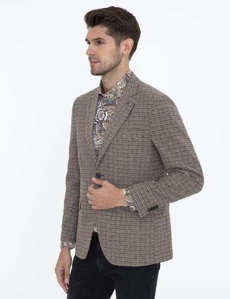 Kahverengi Slim Fit Ceket - 50238656071