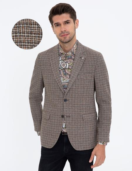 Kahverengi Slim Fit Ceket - 50238656071