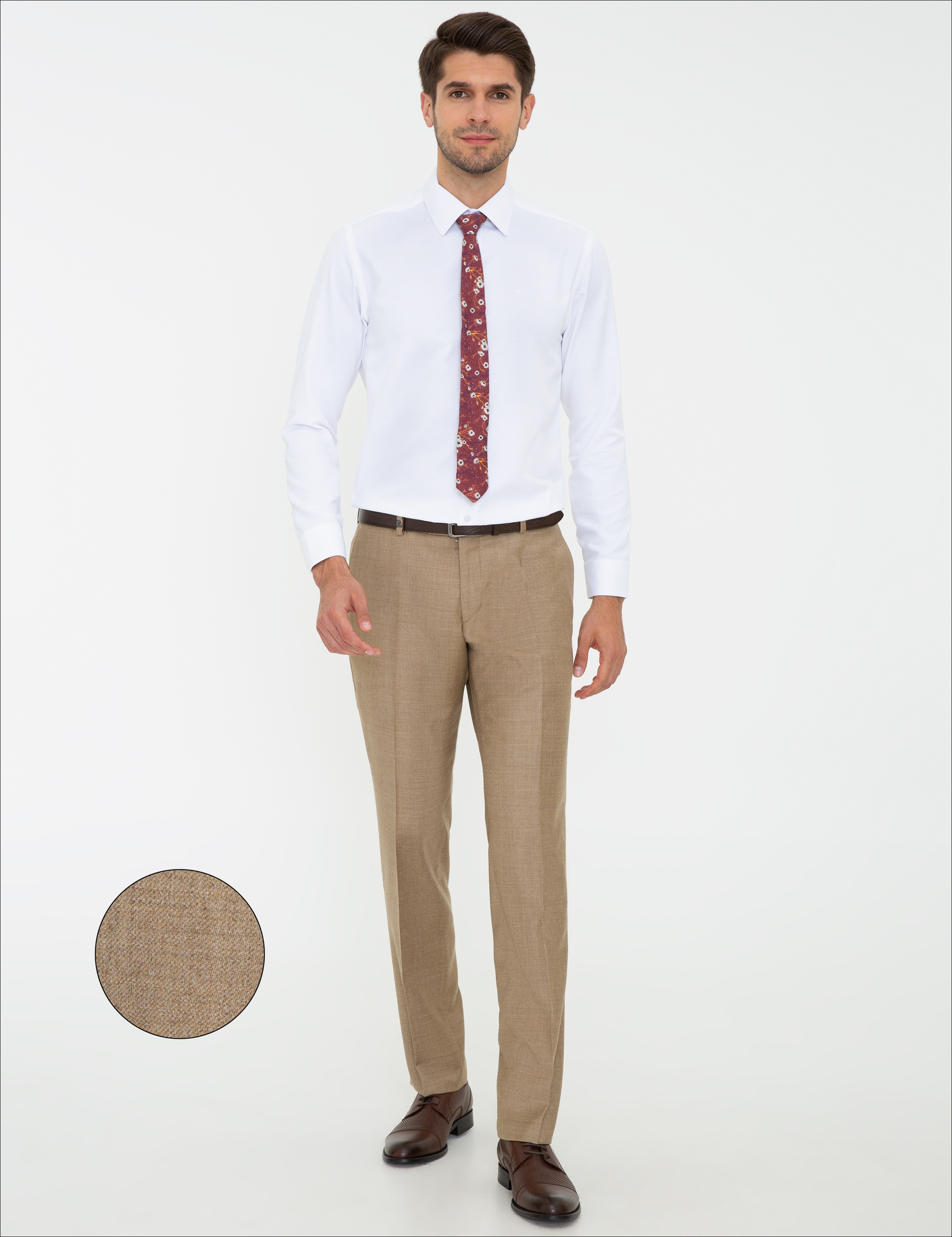 Bej Slim Fit Kumaş Pantolon - Image 1