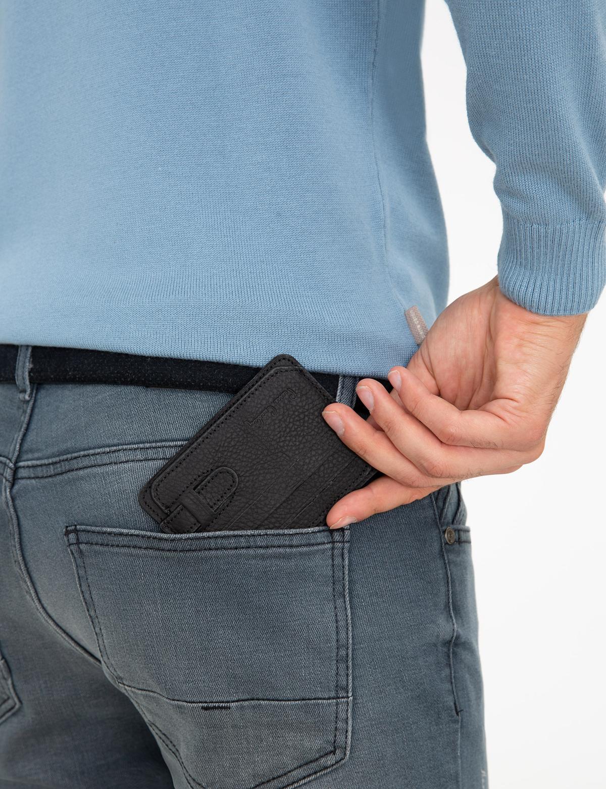 Erkek Siyah Deri Kartlık - 50257452001