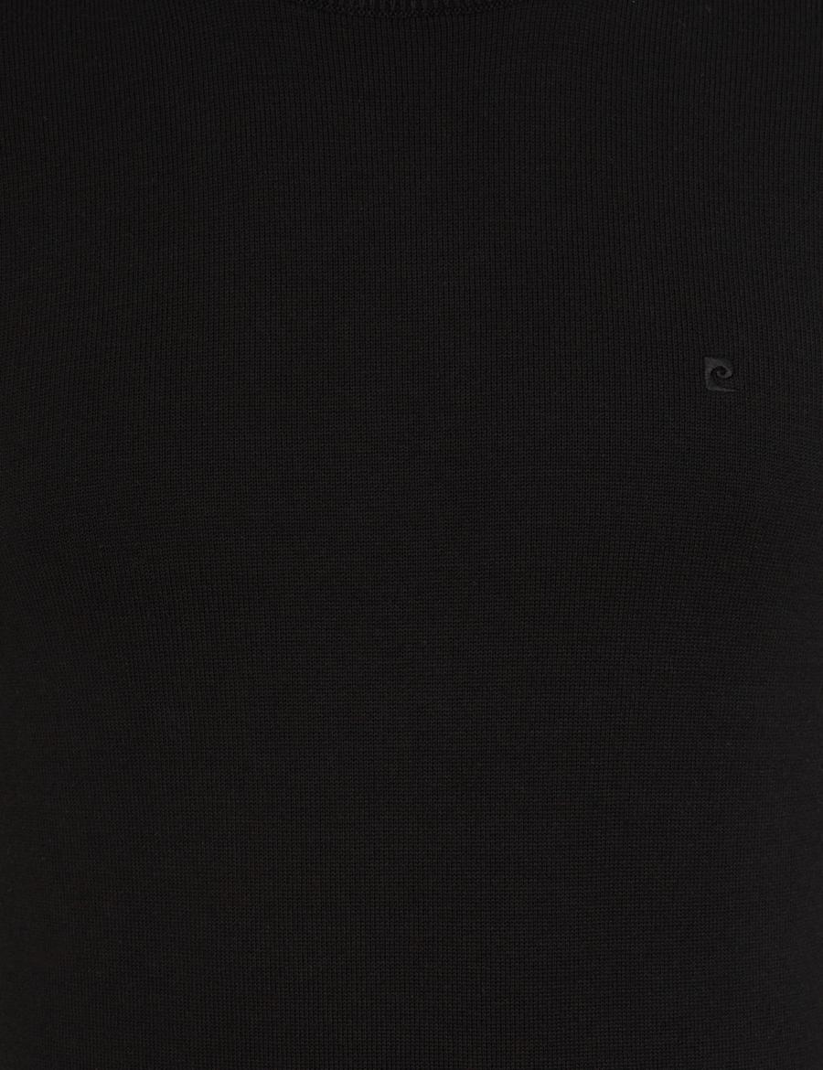 Siyah Slim Fit Bisiklet Yaka Basic Triko Kazak