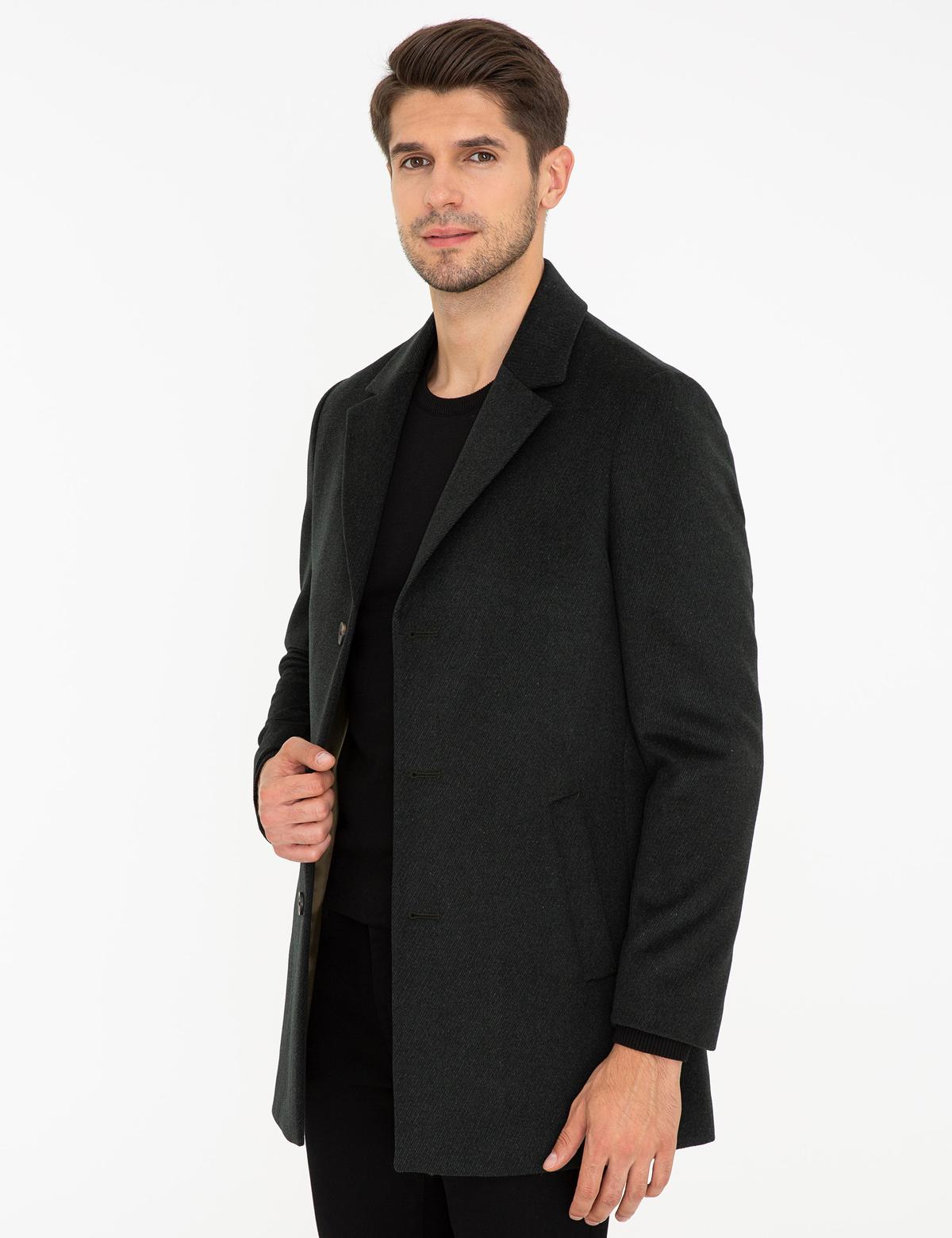 Haki Ex. Slim Fit Kaşe Kaban - 50238895030