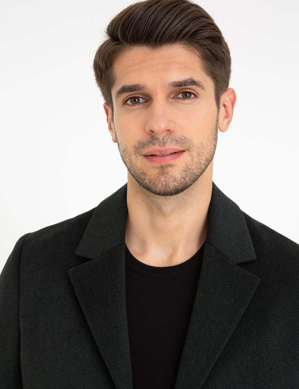 Haki Ex. Slim Fit Kaşe Kaban - 50238895030