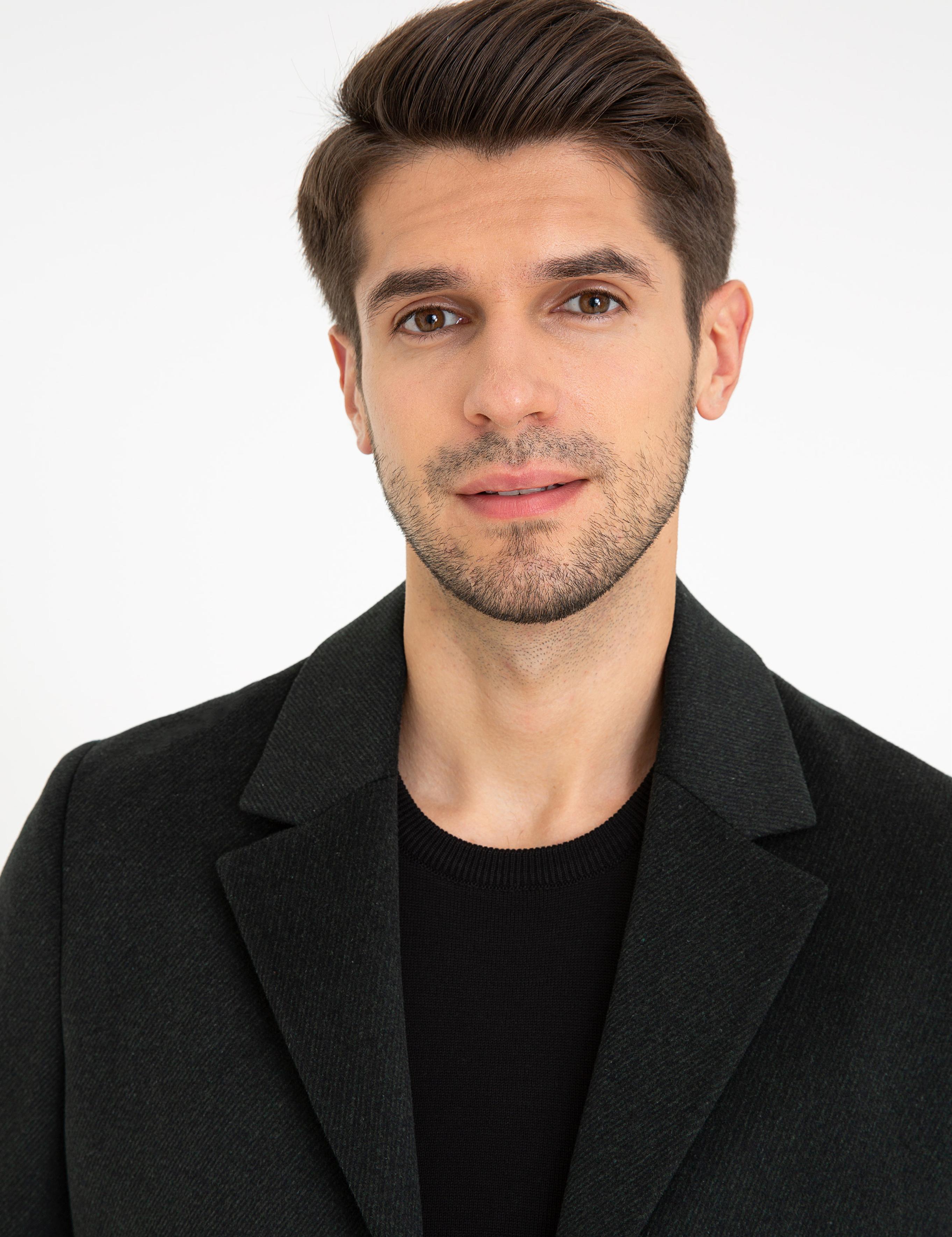 Haki Ex. Slim Fit Kaşe Kaban