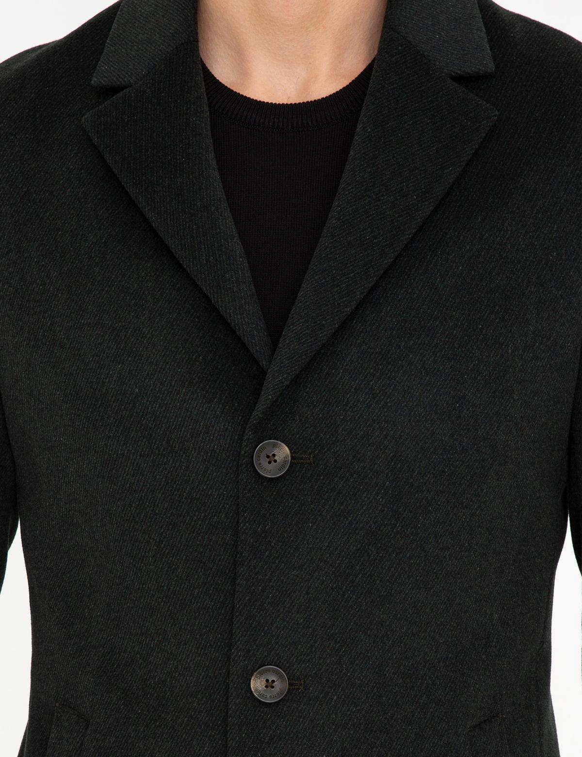 Haki Ex. Slim Fit Kaşe Kaban - 50238895030