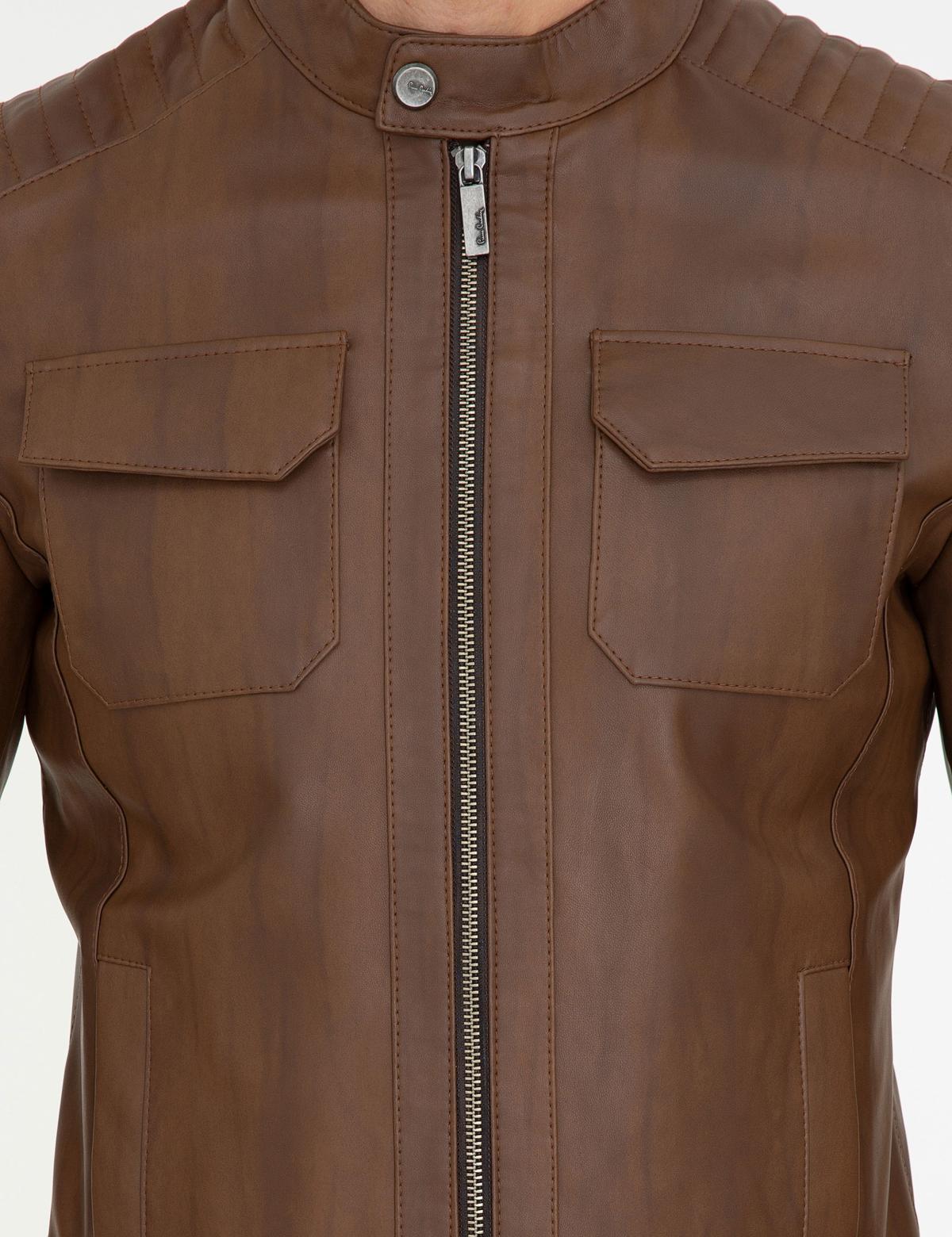 Açık Kahverengi Deri Ceket - 50250403002