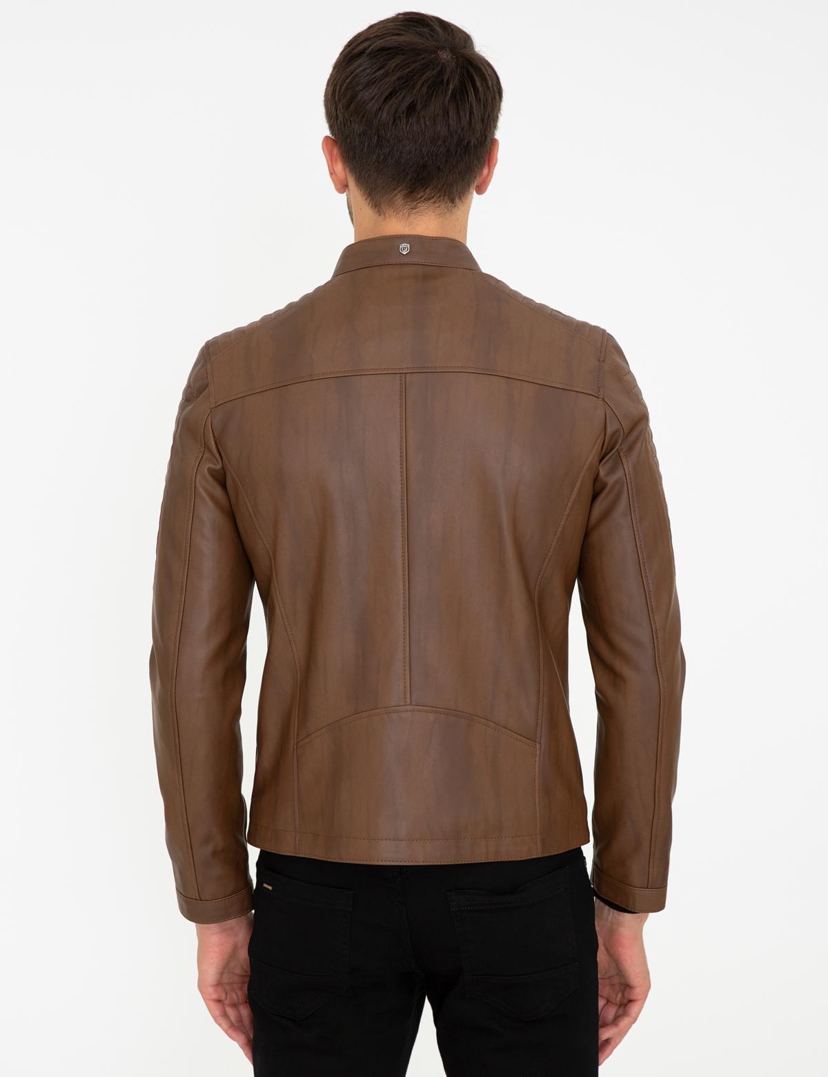 Açık Kahverengi Deri Ceket - 50250403002