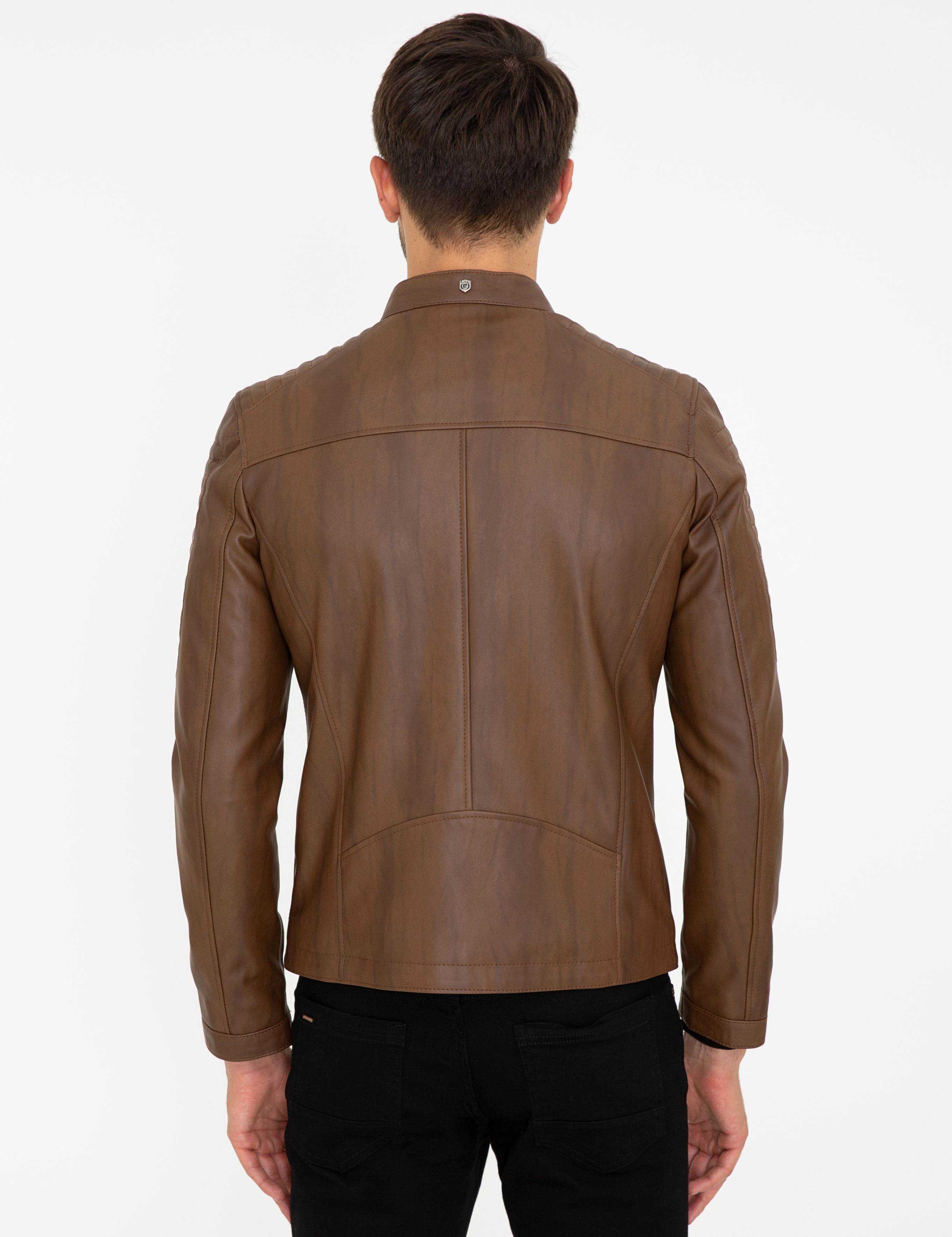 Açık Kahverengi Deri Ceket