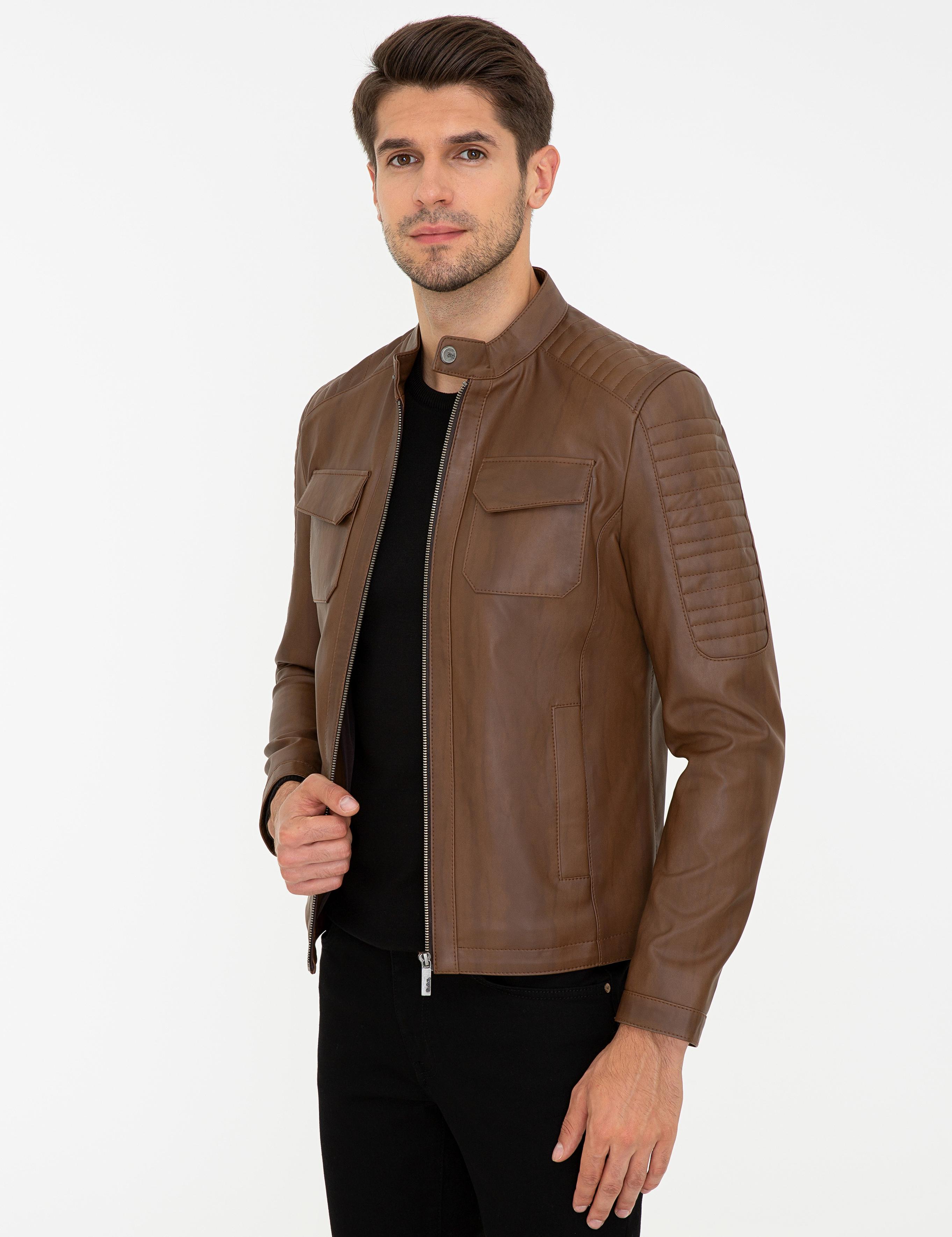 Açık Kahverengi Deri Ceket